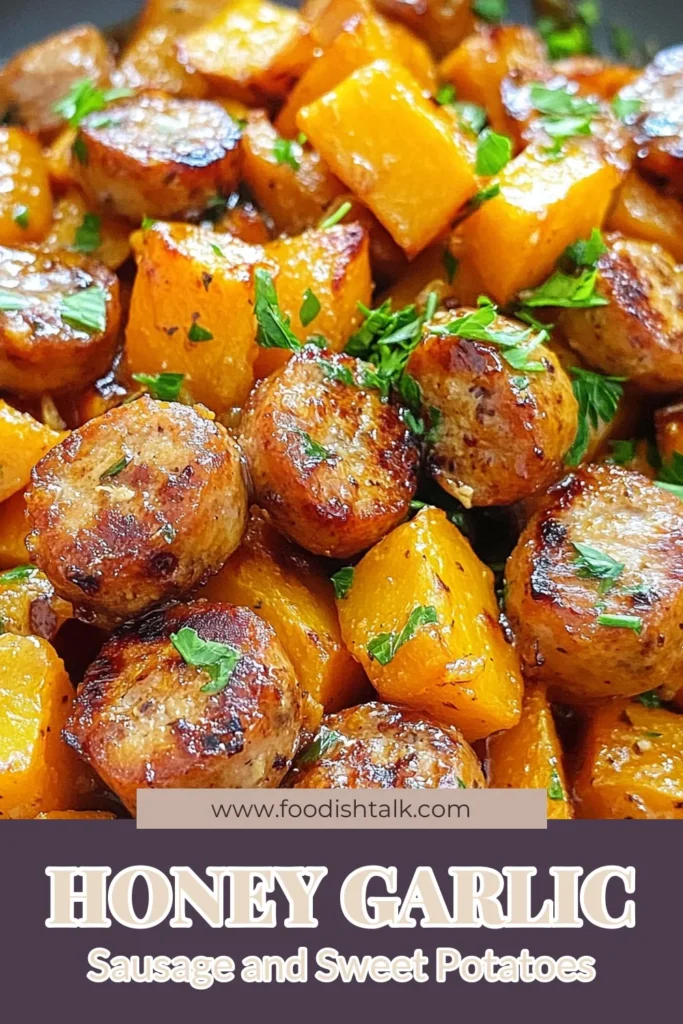 Looking for an easy weeknight dinner? Try this honey garlic sausage recipe featuring roasted sweet potatoes! This healthy sausage and sweet potatoes dish combines tender sweet potatoes with flavorful honey garlic sauce for a satisfying meal. Perfect for busy nights, you’ll love how quick and delicious this recipe is. Get ready to impress your family with this tasty honey garlic sauce recipe! Save it now! #HoneyGarlicSausage #RoastedSweetPotatoes #EasyDinner #HealthyRecipes