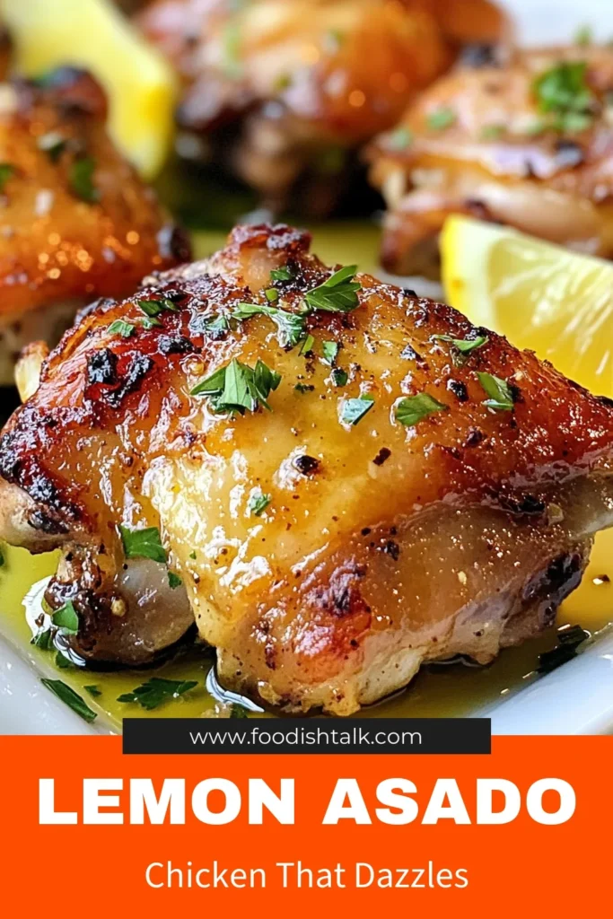 Discover the ultimate Lemon Asado Chicken recipe! This flavorful dish features tender grilled chicken thighs marinated in a zesty lemon garlic marinade with honey and smoked paprika. Perfect for summer cookouts, this lemon garlic chicken will elevate your BBQ game. Enjoy succulent honey soy marinated chicken that's easy to prepare. Try it today and impress your guests! Save this recipe for your next meal! #LemonAsadoChicken #GrilledChicken #SmokedPaprika #BBQRecipes