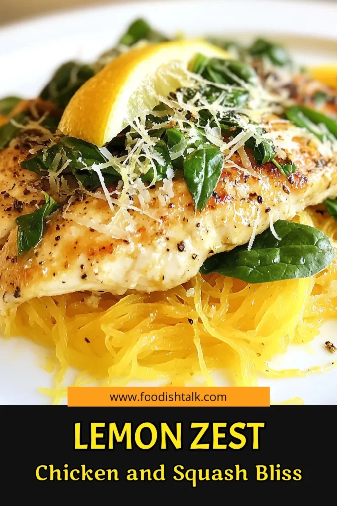 Discover a delicious Lemon Zest Chicken Recipe paired perfectly with a wholesome Spaghetti Squash Recipe for a delightful Healthy Chicken Dinner. This Low Carb Chicken Dish features juicy Lemon Garlic Chicken bursting with flavor. With easy-to-follow steps, enjoy a meal that's both nutritious and satisfying. Add this recipe to your dinner rotation for a fresh twist! Don’t forget to save and share! #HealthyEating #LowCarbRecipe #ChickenDinner #LemonGarlicChicken