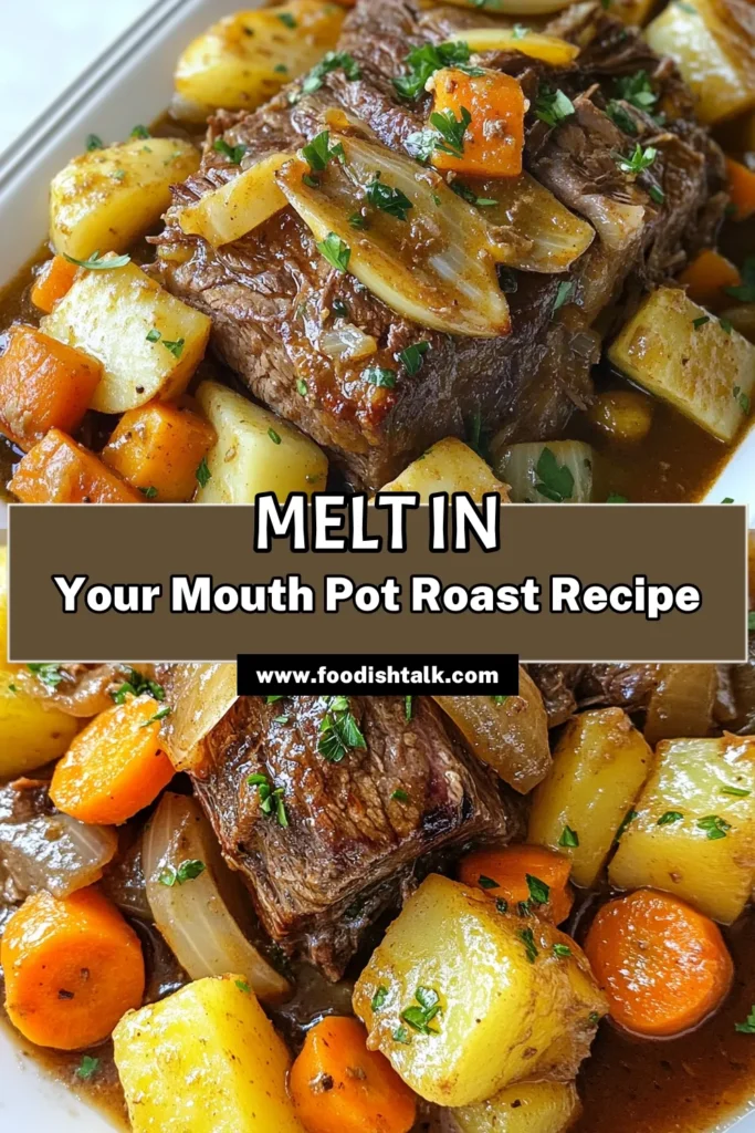 Discover the ultimate slow cooker pot roast recipe that transforms a savory chuck roast into a heartwarming meal! This easy beef pot roast is cooked to perfection in your slow cooker, ensuring a tender slow cooker roast that melts in your mouth. Packed with carrots, potatoes, and delicious herbs, this hearty pot roast dinner is perfect for family gatherings. Save this recipe for your next cozy night in! #SlowCookerPotRoast #EasyBeefPotRoast #HeartyDinner #ComfortFood