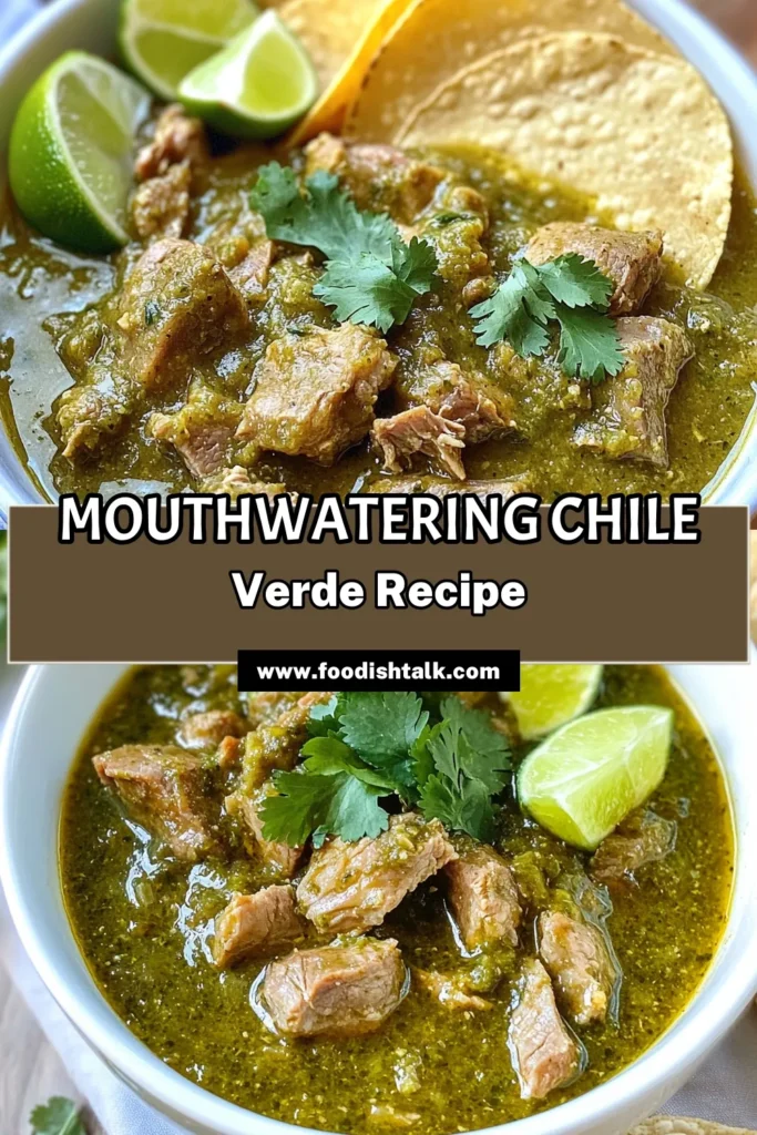 Discover the flavors of Mexico with this authentic Mexican Chile Verde recipe! This delicious tomatillo pork recipe features tender pork shoulder simmered in a spicy blend of tomatillos, jalapeños, and spices. Perfect for a cozy dinner, this homemade Chile Verde is a must-try Mexican pork stew that will spice up your weeknight meals. Save this recipe and enjoy it with warm tortillas! #ChileVerde #MexicanRecipes #PorkStew #SpicyJalapeñoRecipes