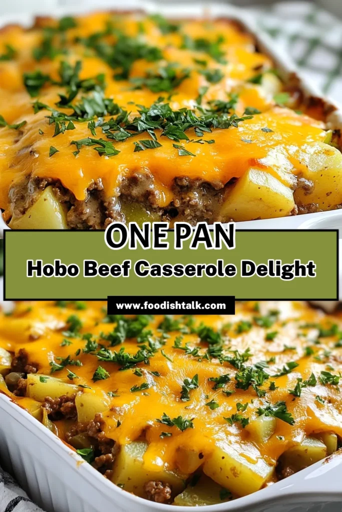 Discover the delightful Hobo Ground Beef Casserole, the perfect addition to your collection of Ground Beef Casserole Recipes. This easy casserole recipe combines ground beef, potatoes, and veggies in a cozy one-pot dish that's true comfort food. Ready in just one hour, it's perfect for busy nights! Try it today and savor the flavors. Save this recipe for your next family dinner! #CasseroleRecipes #ComfortFood #OnePotMeals #EasyCooking