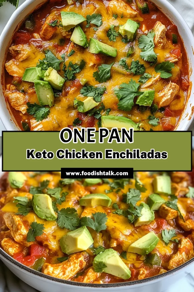 Discover the ultimate Keto Chicken Enchilada Skillet, a delicious twist on low carb chicken enchiladas that will satisfy your cravings without the carbs. This easy keto dinner recipe combines tender chicken, vibrant veggies, and gooey cheese, all made in one pan for a hassle-free meal. Perfect for busy nights, this chicken enchilada skillet recipe will become a family favorite. Try it tonight and enjoy! #KetoRecipes #LowCarb #EasyDinner #OnePanMeals