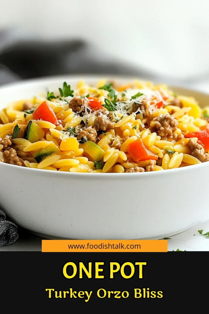 Looking for a delicious ground turkey recipe? Try this one-pot meals with orzo that's perfect for a healthy turkey dinner! This easy turkey skillet recipe combines ground turkey and orzo pasta in a flavorful dish that’s ready in just 30 minutes. Packed with veggies and delicious seasonings, it’s a family favorite. Save this healthy orzo pasta dish for quick weeknight dinners! #GroundTurkeyRecipe #HealthyDinner #OnePotMeals #EasyRecipes