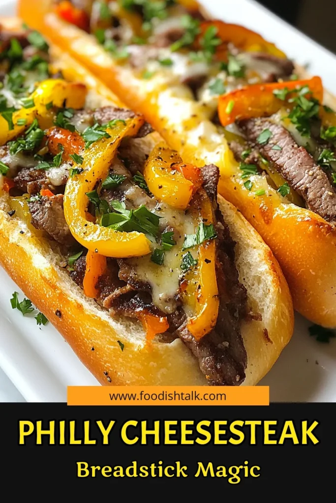 Savor the deliciousness of Philly cheesesteak breadsticks with this easy cheesesteak recipe! Wrapped in fresh pizza dough, these homemade breadsticks filled with juicy ribeye steak, colorful bell peppers, and gooey provolone cheese make the perfect pizza dough snack and irresistible ribeye steak appetizers. Perfect for game day or a quick dinner! Try it today and elevate your snacking game! #PhillyCheesesteak #CheesesteakRecipe #Breadsticks #Appetizers