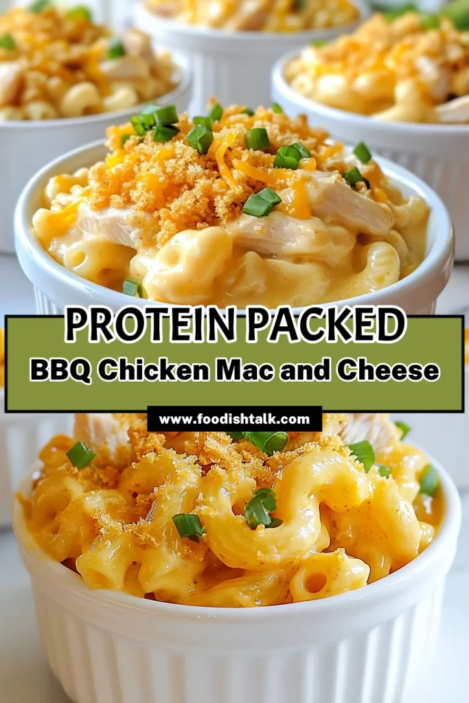 Looking for a delicious and nutritious meal? Try this High-Protein Honey BBQ Chicken Mac & Cheese! It's a creamy BBQ pasta recipe that combines tender chicken with Greek yogurt mac and cheese for a healthy chicken mac and cheese option the whole family will love. Perfect for busy weeknights, this high-protein mac and cheese is both satisfying and flavorful. Save this recipe for your meal prep! #HealthyRecipes #PastaLovers #ComfortFood #ProteinPacked