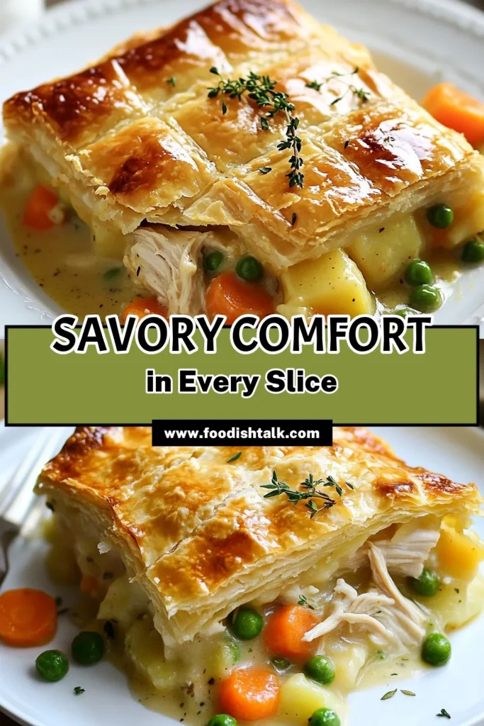 Looking for the ultimate chicken pot pie recipe? This easy chicken pot pie is sure to impress! Packed with shredded chicken, veggies, and a creamy filling, this homemade chicken pot pie is comfort food at its finest. Perfect for cozy family dinners, this creamy chicken pot pie will have everyone coming back for seconds. Don't miss out on this delicious dish—save the recipe now! #ChickenPotPieRecipe #UltimateChickenPotPie #EasyChickenPotPie #HomemadeChickenPotPie