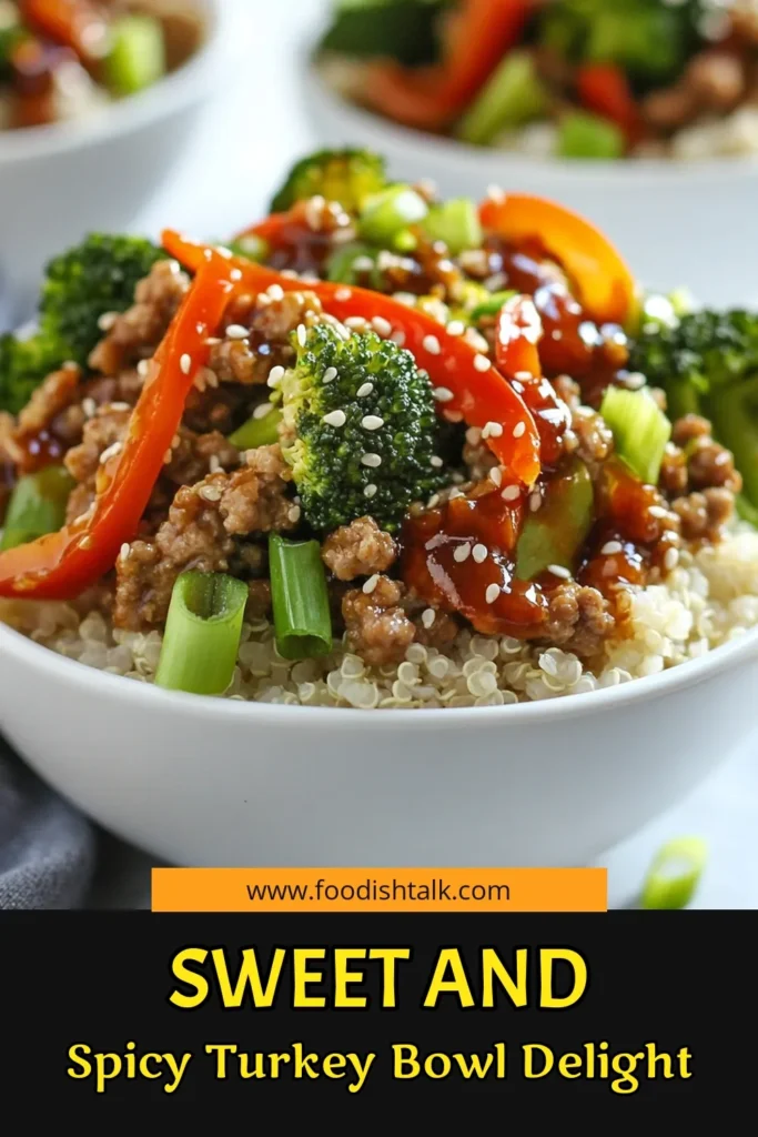 Indulge in these Sweet Spicy Turkey Bowls, a flavorful ground turkey broccoli recipe that's perfect for a healthy turkey and broccoli dish. This quick turkey dinner recipe is not only easy to make but also features a savory sriracha turkey stir-fry that your family will love. Ready in just 25 minutes, it’s perfect for busy nights! Click for the full recipe and transform your dinner routine. #SweetSpicyTurkeyBowls #QuickDinner #HealthyRecipes #SrirachaStirFry