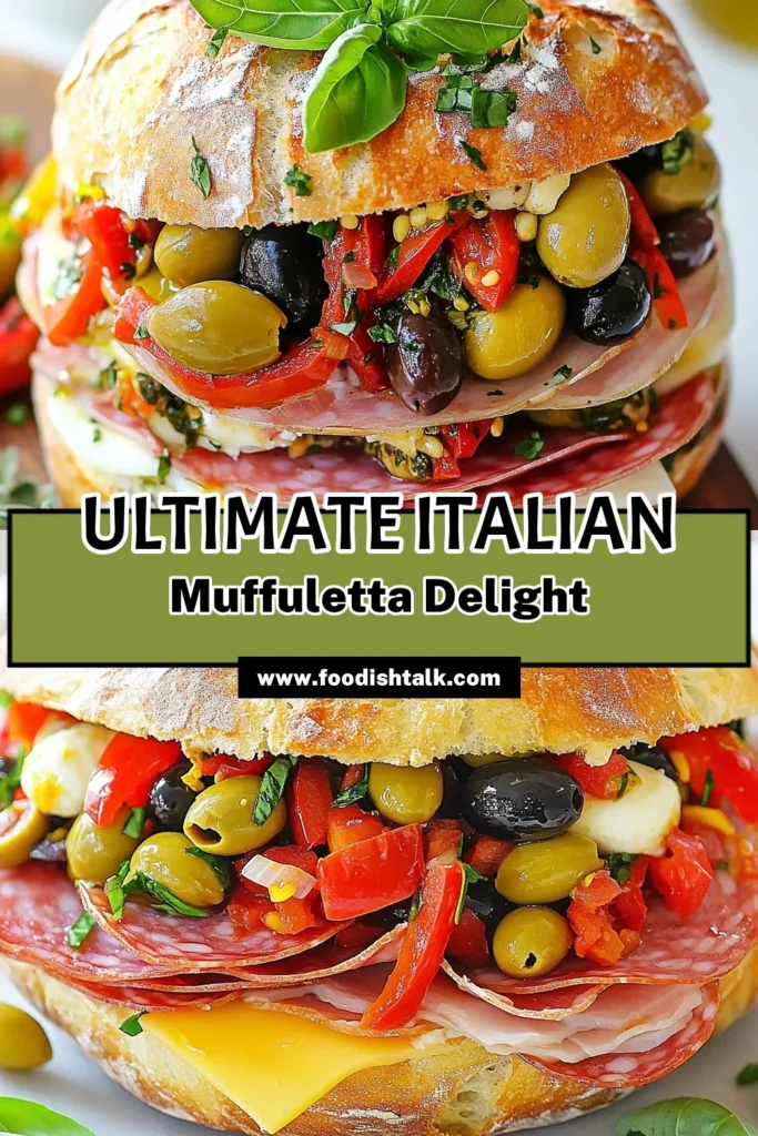 Discover the incredible flavors of an Italian Muffuletta sandwich with this easy Sicilian bread recipe! Packed with layers of delicious ingredients, including a vibrant olive salad, this homemade Muffuletta is the perfect cold Italian sandwich to impress your guests. Perfect for picnics or gatherings, this recipe will have everyone coming back for more. Try it today! #ItalianMuffulettaSandwich #SicilianBreadRecipe #ColdItalianSandwichRecipes #HomemadeMuffuletta