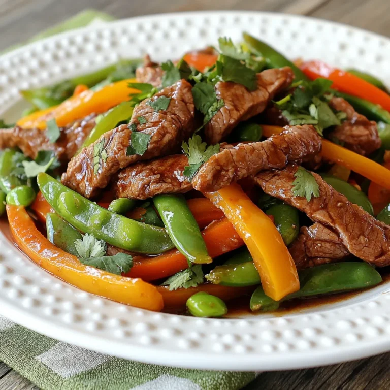 Cowboy Stir Fry uses fresh and simple ingredients. Here’s what you need: - 1 lb beef sirloin, thinly sliced - 2 tablespoons vegetable oil - 1 medium onion, sliced - 2 cloves garlic, minced - 1 bell pepper (red or green), sliced - 1 cup snap peas, trimmed - 1 cup corn kernels (fresh or frozen) - 2 medium carrots, julienned - 3 tablespoons soy sauce - 1 tablespoon Worcestershire sauce - 1 teaspoon smoked paprika - Salt and pepper to taste - Fresh cilantro, for garnish Each ingredient plays a key role. The beef sirloin provides protein and flavor. Use good quality meat for the best taste. The vegetable oil helps the beef sear well and adds a nice touch. Onions and garlic add depth. They release sweet and savory notes when cooked. The bell pepper gives color and sweetness. Snap peas and corn add crunch and a hint of sweetness. Carrots not only give a pop of color but also add some natural sweetness. Soy sauce and Worcestershire sauce bring umami. They enhance the dish's savory profile. Smoked paprika adds a hint of smokiness, making the dish unique. Salt and pepper are essential for balancing flavors. Finally, fresh cilantro brightens the dish and adds freshness. These ingredients come together to create a dish that’s not only delicious but also easy to prepare. {{ingredient_image_1}} 1. First, heat 1 tablespoon of vegetable oil in a large skillet over medium-high heat. 2. Add the sliced beef sirloin once the oil is hot. 3. Season the beef with salt, pepper, and smoked paprika. 4. Stir-fry the beef for about 3-4 minutes until it turns brown. 5. Remove the beef from the skillet and set it aside for later. 1. In the same skillet, add the remaining tablespoon of oil. 2. Toss in the sliced onion and cook for 1-2 minutes until it softens. 3. Add the minced garlic, stirring for about 1 minute. 4. Next, add the sliced bell pepper and stir-fry for another 2 minutes. 5. Incorporate the snap peas, corn, and julienned carrots. 6. Cook everything for about 3-4 minutes until the veggies are tender-crisp. 1. Return the cooked beef to the skillet with the vegetables. 2. Add the soy sauce and Worcestershire sauce, stirring well. 3. Cook for an additional minute to heat everything through. 4. Adjust seasoning with salt and pepper if needed. 5. Remove from heat and garnish with fresh cilantro before serving. To boost flavor, use fresh herbs and spices. They add a lot of taste. Here are some seasoning tips: - Add salt and pepper to taste. - Use smoked paprika for a rich, smoky flavor. - Try adding a pinch of cayenne for heat. Fresh herbs like cilantro brighten the dish. Sprinkle chopped cilantro on top before serving. This adds color and freshness. Stir-frying is fast and fun. Here are best practices for a great stir-fry: - Use high heat to cook quickly. - Keep all ingredients ready before cooking, so you don’t waste time. - Stir often to prevent sticking and burning. For tender beef, slice it thinly against the grain. This keeps it juicy and soft. Cook it in batches if your pan is small. This way, it browns well. A great dish deserves a great look. Here are some garnishing suggestions: - Use fresh cilantro as a colorful garnish. - Add lime wedges for a zesty touch. For serving, a large bowl works well. You can also serve it on a platter for sharing. Pair it with rice or fresh tortillas for a complete meal. Enjoy your Cowboy Stir Fry! Pro Tips Slice Against the Grain: For tender beef, always slice the sirloin against the grain. This helps to break down the muscle fibers and results in a more tender bite. Prep All Ingredients First: Stir frying is a quick cooking method. To ensure everything cooks evenly, prepare and chop all your ingredients before you start cooking. Add Veggies in Stages: Different vegetables take different amounts of time to cook. Start with those that need longer cooking times and add quicker-cooking veggies later for the best texture. Use a Hot Pan: Make sure your skillet or wok is hot before adding ingredients. This helps to sear the meat and vegetables quickly, locking in flavors and moisture. {{image_2}} You can swap the beef for chicken or pork in this dish. Chicken breast works well, sliced thin. It cooks fast and absorbs flavors nicely. Pork also adds a rich taste. For a vegetarian option, try tofu. Firm tofu soaks up the sauce and keeps its shape. You can also use tempeh for a nutty flavor. Feel free to mix in other vegetables. Broccoli, zucchini, or mushrooms can add great texture. You can also try asparagus or bell peppers in different colors for fun. Think about using seasonal veggies too. In summer, fresh tomatoes or green beans shine. In fall, add squash or sweet potatoes for warmth. You can serve Cowboy Stir Fry in many ways. A bowl is quick and easy, perfect for busy nights. You can also lay it out on a platter for sharing. For a fun twist, use it as a taco filling. Just scoop some stir fry into a tortilla. Or, wrap it in a burrito for a hearty meal. To store your Cowboy Stir Fry, let it cool first. Place it in an airtight container. This keeps the flavors fresh and safe. Store it in the fridge. It lasts about 3 to 4 days. If you want it to last longer, consider freezing it. When reheating, I recommend using a skillet. Just add a splash of water to keep it moist. Stir it often to heat evenly. You can also use the microwave, but be careful. Heat it in short bursts to avoid overcooking. If you freeze it, store in a freezer-safe container. It can last up to 3 months. For meal prep, chop your veggies and slice the beef ahead of time. This saves you tons of time during the week. Portion the stir fry into containers for quick meals. You can pair it with rice or noodles for a complete dish. You can serve Cowboy Stir Fry with many tasty sides. Here are some great options: - Rice: White, brown, or fried rice works well. - Noodles: Try egg noodles or rice noodles for a fun twist. - Salad: A fresh green salad adds crunch and color. - Bread: Warm garlic bread or dinner rolls can soak up the sauce. These sides will balance the rich flavors of the stir fry. Yes, you can make Cowboy Stir Fry ahead of time. Here are some tips for meal prepping: - Cook and Cool: Prepare the dish, then let it cool before storing. - Portion: Divide it into meal-sized containers for easy access. - Refrigerate: Store in the fridge for up to three days. - Reheat: When ready to eat, reheat on the stove or in the microwave. This makes weeknight dinners quick and easy. To add some heat to Cowboy Stir Fry, try these tips: - Chili Paste: Stir in a spoonful of chili paste during cooking. - Fresh Chilis: Add sliced jalapeños or serrano peppers for a fresh kick. - Red Pepper Flakes: Sprinkle red pepper flakes on top before serving. - Hot Sauce: Drizzle your favorite hot sauce over the dish. These options let you customize the spice level to your liking. This blog covered the key steps and ingredients for a great Cowboy Stir Fry. You learned about cooking techniques, seasoning tips, and ingredient swaps to fit your taste. Remember, stir-frying is quick and fun! Feel free to get creative with your choice of protein and veggies. Leftovers can make meal prep easier, so store wisely for tasty meals later. Enjoy making your Cowboy Stir Fry just the way you like it!