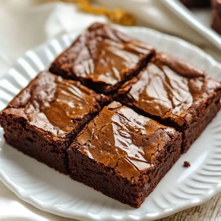 To make these flourless pumpkin brownies, gather these ingredients: - 1 cup pumpkin puree (canned or homemade) - 1/2 cup creamy almond butter (or peanut butter) - 1/3 cup honey or maple syrup - 2 large eggs - 1/4 cup unsweetened cocoa powder - 1 teaspoon vanilla extract - 1/2 teaspoon baking soda - 1/2 teaspoon pumpkin pie spice (or cinnamon) - 1/4 teaspoon salt - 1/2 cup dark chocolate chips (optional) These ingredients combine to create a rich, fudgy brownie. The pumpkin puree adds moisture and flavor. Almond butter brings creaminess and healthy fat. The cocoa powder gives that deep chocolate taste. Each brownie has about 100 calories. They have 4 grams of protein and 5 grams of fat. You also get about 2 grams of fiber. These brownies are a good choice for a sweet treat. They pack in some nutrients without added flour. If you have allergies, here are some swaps: - Use sunflower seed butter instead of almond or peanut butter for nut-free. - Replace honey with agave syrup for a vegan option. - Use gluten-free cocoa powder if needed. These substitutions keep the brownies tasty and safe for different diets. You can still enjoy the sweet flavor while meeting your needs. {{ingredient_image_1}} Start by gathering all your ingredients. You need pumpkin puree, almond butter, honey, eggs, cocoa powder, vanilla, baking soda, pumpkin pie spice, salt, and dark chocolate chips. 1. Preheat your oven to 350°F (175°C). This gets the oven ready for baking. 2. Line an 8x8 inch baking pan with parchment paper. Leave some paper hanging over the sides. This helps you lift the brownies out later. 3. In a large bowl, mix the pumpkin puree, almond butter, honey, and eggs. Stir until it is smooth and blended well. 4. Add the cocoa powder, baking soda, pumpkin pie spice, and salt. Mix until no dry bits remain. 5. If you want, gently fold in the dark chocolate chips. They add a nice touch to your brownies. Now, pour the brownie batter into your lined pan. Use a spatula to spread it evenly. 1. Place the pan in the oven. Bake for 25-30 minutes. 2. To check if they are done, insert a toothpick in the center. It should come out with a few moist crumbs, not wet batter. Keep an eye on your brownies toward the end of the baking time. Each oven is a bit different. - Check at 25 minutes. If the toothpick has wet batter, bake a little longer. - If the toothpick has a few moist crumbs, they are ready. - Let the brownies cool in the pan for about 10 minutes. Then lift them out using the parchment paper. - Place the brownies on a wire rack to cool completely before cutting. Enjoy your tasty treat! To get the best texture in your flourless pumpkin brownies, use creamy almond butter. This gives a smooth finish and rich flavor. Mix your wet ingredients well to avoid lumps. The pumpkin puree also adds moisture and helps bind the brownies. Use the right pan size, an 8x8 inch pan works best. This size ensures even baking. When you bake, keep an eye on the time. Bake for 25-30 minutes. A toothpick should come out with a few moist crumbs, not wet batter. If the brownies look too soft, they may need a few extra minutes. Let them cool completely before cutting. This helps set the texture. Store your brownies in an airtight container. They stay fresh for up to five days at room temperature. If you want to keep them longer, freeze them. Wrap each brownie in plastic wrap and place them in a freezer bag. They can last up to three months in the freezer. To reheat, simply pop one in the microwave for about 10-15 seconds. This warms them up nicely and makes them taste fresh again. You can also enjoy them cold, as they have a fudgy texture that is delightful at any temperature. One common mistake is overmixing the batter. This can make your brownies tough. Mix just until no dry flour shows. Another issue is using too much cocoa powder. Stick to the 1/4 cup for balanced flavor. Make sure your oven is preheated. Baking in a cold oven changes the texture. Also, don’t skip the cooling time. Cutting into warm brownies can lead to a messy result. Lastly, be cautious with your toppings. Too many add-ins can affect the final texture, so keep it simple. Pro Tips Use Fresh Pumpkin: If possible, use fresh pumpkin puree for a more vibrant flavor and texture. Roast a small pumpkin, scoop out the flesh, and blend until smooth. Check for Doneness: Ovens can vary, so start checking your brownies a few minutes before the time is up. They should be set around the edges but still slightly soft in the center. Storage Tips: Store leftover brownies in an airtight container in the refrigerator for up to a week. They can also be frozen for longer storage. Customize Your Toppings: Feel free to add nuts, seeds, or even a drizzle of nut butter on top before baking for an extra layer of flavor and texture. {{image_2}} You can boost your brownies by adding nuts or dried fruits. Chopped walnuts or pecans add a nice crunch. You can also mix in dried cranberries or raisins for some sweetness. Just fold these extras into the batter gently before baking. To make these brownies vegan and dairy-free, swap the eggs. Use flax eggs instead. Mix one tablespoon of ground flaxseed with three tablespoons of water. Let it sit for five minutes. This will work as a great binding agent. Also, choose maple syrup over honey to keep it plant-based. You can make your brownies even more tasty with spices or extracts. Try adding a dash of nutmeg or ginger for extra warmth. A teaspoon of almond or peppermint extract can change the flavor completely. These small changes can take your brownies to the next level! To keep your flourless pumpkin brownies fresh, store them in an airtight container. Place parchment paper between layers to prevent sticking. Store at room temperature for up to three days. If you live in a warm area, the fridge is best. You can freeze these brownies for up to three months. First, let them cool completely. Next, wrap each brownie tightly in plastic wrap. Then, place them in a freezer-safe bag. Label the bag with the date for easy tracking. These brownies last about three days at room temperature. In the fridge, they stay fresh for a week. In the freezer, they can last up to three months. Always check for any signs of spoilage before eating. Enjoy your treats at their best! Yes, you can use peanut butter. It adds a nice flavor. Sunflower seed butter is another good choice. Just make sure it’s creamy. This will help your brownies stay moist and fudgy. If you don’t have pumpkin puree, use applesauce instead. It gives a great texture. You can also try mashed banana. This will change the flavor, but it can still taste good. Check your brownies with a toothpick. Insert it in the center. If it comes out with a few moist crumbs, they are ready. If it’s wet, bake a bit longer. Let them cool before cutting for the best texture. This blog post covered all you need to know about making brownies. We discussed key ingredients, nutritional info, and how to swap for allergens. I shared easy steps for preparation and baking, plus tips for texture and storage. You learned fun variations, common mistakes to avoid, and helpful FAQs. Remember, with the right approach, you can bake delicious brownies. Enjoy your journey in the kitchen, and don't hesitate to get creative!