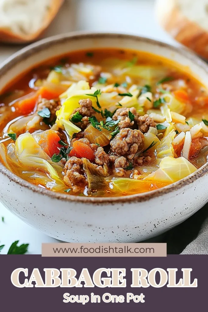 Warm up with this delicious cabbage roll soup, a comforting ground beef soup recipe that's easy to make and perfect for any meal. Packed with flavors, this healthy soup recipe combines cabbage soup with rice, delivering a satisfying and nutritious dish. Enjoy easy cabbage recipes like this one that your whole family will love. Try it today and elevate your dinner game! Save this recipe! #CabbageRollSoup #HealthySoupRecipes #EasyCabbageRecipes #GroundBeefSoupRecipe