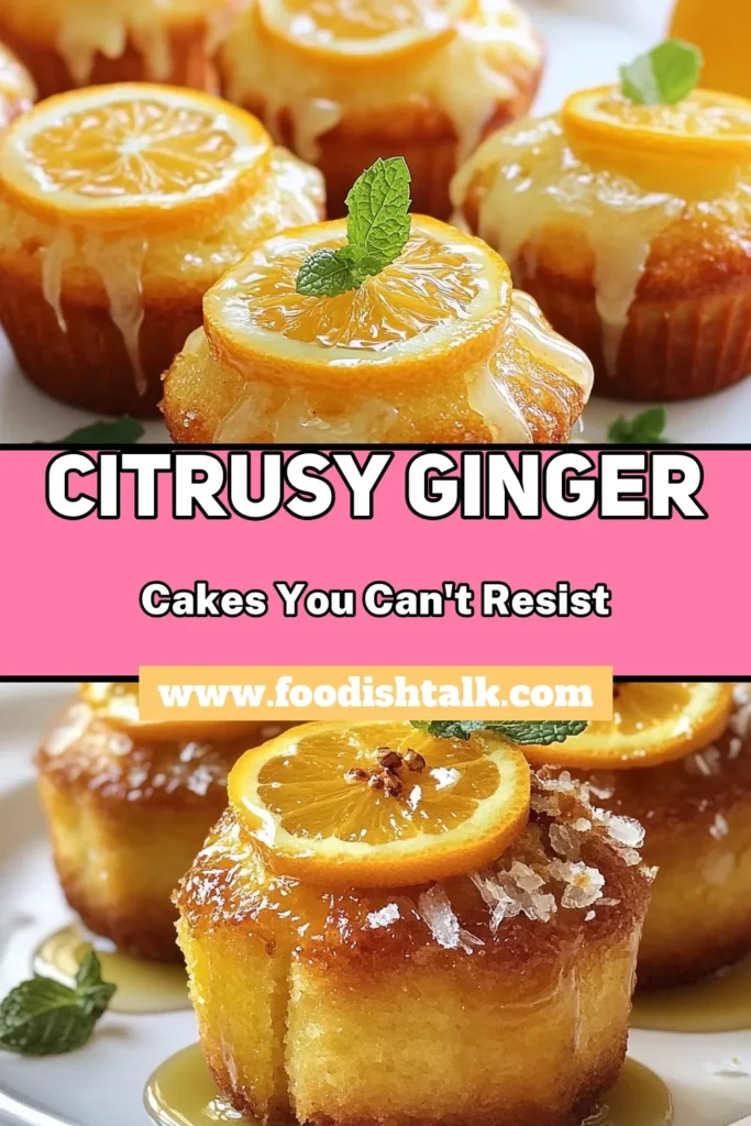 Indulge in these delicious Orange Ginger Honey Cakes, perfect for a sweet treat! These Citrusy Ginger Cakes are moist and flavorful, bursting with fresh ginger and orange zest. Ideal as delightful Orange Ginger Muffins or a quick Honey Ginger Dessert, they make for healthy Citrus Muffins that everyone will love. Try this easy recipe and savor the goodness! Don't forget to save this for later! #CitrusyGingerCakes #HealthyCitrusMuffins #HoneyGingerDessert #FreshGingerCakes
