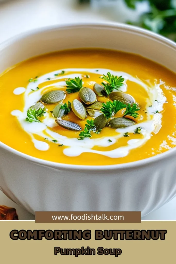 Warm up this season with a comforting butternut squash soup, perfect for chilly autumn days. This creamy pumpkin soup recipe combines fresh butternut squash and rich pumpkin puree for a deliciously smooth vegan pumpkin soup. Easy to make, this autumn soup recipe is sure to impress your guests. Click to discover the full recipe and start your cozy cooking! #ButternutSquashSoup #PumpkinSoupRecipe #VeganPumpkinSoup #AutumnRecipes