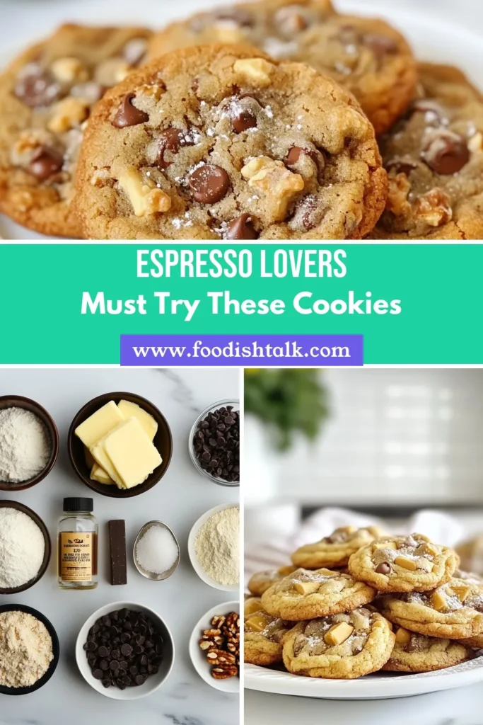 Indulge in the rich flavors of these delightful espresso chocolate chip cookies! This coffee-infused cookie recipe combines the perfect balance of espresso powder and semi-sweet chocolate, making it an easy cookie recipe you'll love. Perfect for sharing or enjoying with your morning brew, these homemade chocolate chip cookies will quickly become a favorite. Save this recipe for a delicious treat anytime! #EspressoChocolateChipCookies #CoffeeRecipes #CookieRecipe #BakingJoy