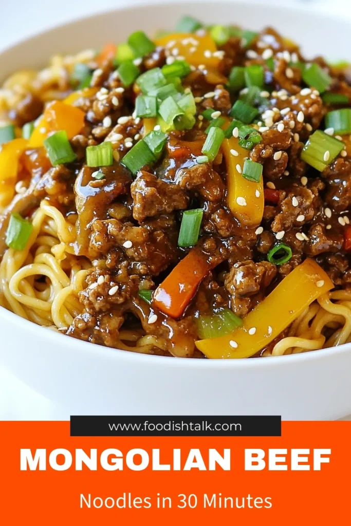 Indulge in this delicious Mongolian ground beef noodles recipe that combines savory flavors with a quick beef noodle stir-fry. This easy ground beef noodle recipe features tender egg noodles, colorful veggies, and a delightful mix of sauces to create a quick Mongolian beef dish that's perfect for busy nights. Enjoy it in just 30 minutes and impress your family! Save this recipe for a tasty weeknight dinner! #MongolianBeef #BeefNoodles #QuickRecipes #SavoryNoodles