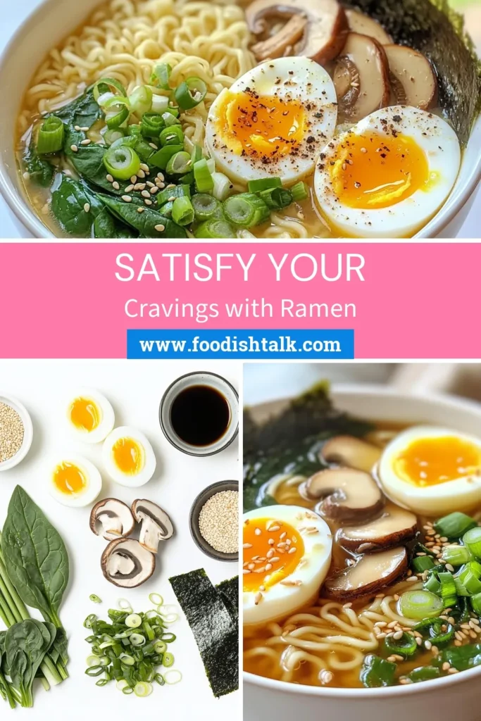 Discover the ultimate homemade ramen recipe that brings restaurant-quality flavors to your kitchen! This easy ramen recipe features savory shiitake mushroom ramen, enriched with soft-boiled eggs that melt in your mouth. Perfect for any night, this comforting homemade ramen bowl will satisfy your cravings. Try it today and elevate your dinner game! Don’t forget to save this recipe for later! #HomemadeRamen #EasyRamenRecipe #RamenBowl #ShiitakeMushroomRamen