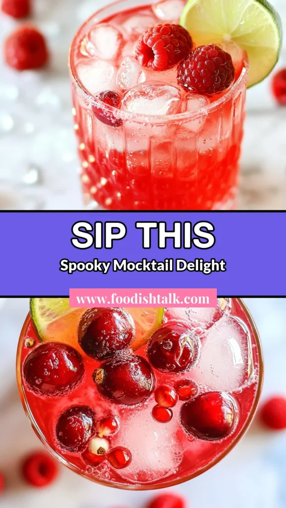 Indulge in the spooky spirit of Halloween with this delicious Vampire’s Kiss mocktail! This Halloween mocktail recipe blends cranberry and pomegranate juice for a festive, non-alcoholic Halloween drink everyone will love. Perfect as a spooky beverage idea, it's quick to make and visually stunning. Ready to impress your guests? Try this cranberry pomegranate drink today! Save this recipe for your Halloween festivities! #HalloweenMocktail #VampiresKissMocktail #SpookyBeverageIdeas #NonAlcoholicDrinks