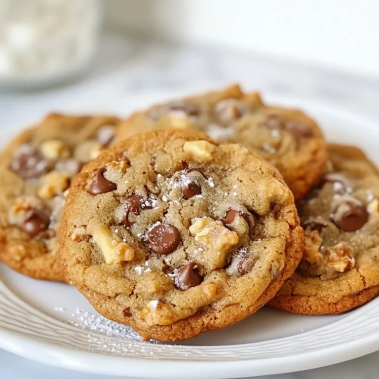 To create these rich and chewy cookies, gather these simple ingredients: - 1 cup unsalted butter, softened - 3/4 cup granulated sugar - 3/4 cup brown sugar, packed - 2 large eggs - 2 teaspoons vanilla extract - 2 tablespoons espresso powder - 2 cups all-purpose flour - 1 teaspoon baking soda - 1/2 teaspoon salt - 1 1/2 cups semi-sweet chocolate chips - 1/2 cup chopped walnuts (optional) You can swap out some ingredients if needed. Here are a few ideas: - Use coconut oil instead of butter for a dairy-free option. - Replace granulated sugar with coconut sugar for a less refined choice. - If you don’t have eggs, try using 1/4 cup unsweetened applesauce for binding. - For a gluten-free version, use almond flour or a gluten-free flour blend. Feel free to customize your cookies with these extras: - Add 1/2 cup of chopped walnuts for some crunch. - Try using dark chocolate chips for a richer taste. - Experiment with different types of chocolate, like white or milk chocolate. - Consider adding a dash of cinnamon or sea salt for a unique twist. These options let you tailor your cookies to your taste. Enjoy creating your perfect batch! {{ingredient_image_1}} First, set your oven to 350°F (175°C). This helps the cookies bake evenly. While the oven heats, line two baking sheets with parchment paper. The paper stops the cookies from sticking. Next, take a large mixing bowl. Add 1 cup of softened unsalted butter, 3/4 cup of granulated sugar, and 3/4 cup of brown sugar. Use an electric mixer to beat the mixture until it is light and fluffy. This may take about 2 to 3 minutes. The fluffiness makes the cookies soft and chewy. Now, add in 2 large eggs, one at a time. Mix well after each egg. Then, add 2 teaspoons of vanilla extract and 2 tablespoons of espresso powder. Keep mixing until everything is well combined. The espresso will give your cookies a rich flavor. In a separate bowl, whisk together 2 cups of all-purpose flour, 1 teaspoon of baking soda, and 1/2 teaspoon of salt. Gradually add this mix to your wet ingredients. Stir gently until just combined. Be careful not to overmix; this keeps the cookies tender. Now, fold in 1 1/2 cups of semi-sweet chocolate chips. If you like, add 1/2 cup of chopped walnuts. Use a spatula to mix until the chocolate and nuts are evenly spread through the dough. Use a cookie scoop or a tablespoon to drop rounded portions of dough onto the baking sheets. Leave space between each cookie. They will spread while baking. Bake them for 10 to 12 minutes. Look for golden edges and slightly underbaked centers. This helps keep them chewy. After baking, let them cool on the sheets for 5 minutes before moving them to a wire rack. Enjoy your rich and chewy cookies! To get that rich, chewy texture, use softened butter. This helps mix well with the sugars. Beat them until light and fluffy. This incorporates air, making your cookies soft. Don't overmix the dough after adding the flour. This keeps them tender. Baking time is key. For soft cookies, pull them out when the edges are golden. The centers should look slightly underbaked. They will firm up as they cool. If you bake them too long, they will be hard. This is not what we want for a chewy cookie! Here are some tools to help you bake the best cookies: - Electric mixer for creaming butter and sugars - Mixing bowls for wet and dry ingredients - Baking sheets lined with parchment paper - Cookie scoop or tablespoon for even dough portions - Wire rack for cooling cookies evenly These tools make the process easier and help you achieve great results! Pro Tips Use Fresh Espresso Powder: Ensure that your espresso powder is fresh for the best flavor in your cookies. Stale espresso can diminish the rich coffee taste you want. Chill the Dough: For thicker cookies, consider chilling the dough for 30 minutes before baking. This helps to prevent spreading and creates a chewier texture. Experiment with Mix-Ins: Feel free to customize your cookies by adding different types of chocolate or nuts. Dark chocolate or hazelnuts can add a delightful twist! Store Properly: To keep cookies fresh, store them in an airtight container at room temperature. You can also freeze the cookie dough for later use! {{image_2}} You can play with this recipe to make it your own. Try using dark chocolate chips instead of semi-sweet for a richer taste. You might also use milk chocolate for a sweeter cookie. If you want a more intense coffee flavor, add an extra tablespoon of espresso powder. For a fun twist, use chocolate chunks instead of chips. They add a delightful texture and melt beautifully. You can make these cookies gluten-free. Simply substitute all-purpose flour with a gluten-free blend. Ensure the blend has xanthan gum for better texture. For vegan cookies, swap the butter with coconut oil or vegan butter. Replace eggs with flax eggs or applesauce. These changes keep the cookies delicious while meeting dietary needs. Adding nuts can give your cookies a nice crunch. Chopped walnuts or pecans work well. If you love spice, try adding a pinch of cinnamon or nutmeg. You can also add a bit of sea salt on top before baking for a sweet-salty balance. Another fun addition is a splash of almond or hazelnut extract for extra flavor. Each variation can make your cookies unique and tasty! To keep your cookies fresh, store them in an airtight container. Line the container with parchment paper. Place the cookies in a single layer. If you stack them, add more parchment paper between layers. This keeps them from sticking together. Keep the container at room temperature. Avoid direct sunlight or heat. If you want to freeze cookies, start by cooling them completely. Place the cooled cookies in a single layer on a baking sheet. Freeze them for about one hour until solid. Then, transfer the cookies to a freezer-safe bag. Squeeze out as much air as possible. Label the bag with the date. This way, you can enjoy them later. Espresso chocolate chip cookies can last up to one week at room temperature. If stored properly, they can stay fresh for about three months in the freezer. Over time, cookies may lose their chewiness, but they still taste great. Enjoy them fresh for the best flavor! If you don't have espresso powder, use instant coffee. You can use two teaspoons of instant coffee in place of one tablespoon of espresso powder. This swap will still give you a nice coffee flavor. Another option is to use brewed espresso. Just make sure to reduce the liquid in your recipe slightly. Yes, you can make the dough ahead! Just wrap it in plastic wrap and place it in the fridge for up to three days. When you are ready to bake, scoop out the dough and let it sit at room temperature for about 10 minutes. Then, bake as usual. You can tell the cookies are done when the edges are golden brown. The centers will look a bit soft, and that’s okay. They will firm up as they cool. If you like them chewier, take them out a minute early. Absolutely! You can double the recipe to make more cookies. Just make sure you have enough space on your baking sheets. Also, be careful not to overmix the dough when you combine the ingredients. Enjoy sharing the extra cookies! Espresso chocolate chip cookies are a delightful treat. We covered the essential ingredients, possible substitutions, and optional add-ins to customize your cookies. Clear steps helped you through mixing and baking, while tips ensured the perfect texture. Variations and storage tips maintain freshness for later enjoyment. Remember, you can experiment with flavors and share these cookies with friends. With the knowledge you've gained, you are ready to bake delicious cookies today.