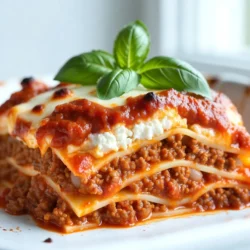 To make Million Dollar Italian Lasagna, you will need: - 12 lasagna noodles - 1 pound ground beef - 1 pound Italian sausage, casing removed - 1 onion, finely chopped - 3 cloves garlic, minced - 2 jars (24 oz each) marinara sauce - 15 oz ricotta cheese - 1 egg - 2 cups shredded mozzarella cheese - 1 cup grated Parmesan cheese - 1 teaspoon dried oregano - 1 teaspoon dried basil - Salt and pepper to taste - Fresh basil leaves for garnish For a richer taste, consider these alternatives: - Use homemade marinara sauce instead of store-bought. - Swap ground beef for ground turkey for a lighter option. - Try fresh mozzarella for a creamier texture. - Use farm-fresh eggs for the ricotta mixture. Choosing the right brand can make a big difference. Here are my favorites: - Marinara Sauce: Rao's Homemade is a top choice. - Ricotta Cheese: Look for Galbani or Polly-O for creaminess. - Mozzarella Cheese: Whole Foods 365 brand has great flavor. - Parmesan Cheese: Grana Padano is a fantastic option for a nutty taste. {{ingredient_image_1}} Start by boiling water in a large pot. Add salt to the water to enhance the flavor. Once the water boils, add the 12 lasagna noodles. Cook them until they are al dente, which means they should still have a slight bite. This usually takes about 8-10 minutes. Drain the noodles and set them aside. In a large skillet, heat it over medium heat. Add 1 pound of ground beef and 1 pound of Italian sausage. Cook until browned, breaking the meat apart with a spatula. Drain any excess fat from the pan. Then, add 1 finely chopped onion and 3 cloves of minced garlic. Cook until the onion turns clear, about 3-4 minutes. Next, stir in 2 jars of marinara sauce. Let it simmer for about 10 minutes. Season with salt, pepper, 1 teaspoon of dried oregano, and 1 teaspoon of dried basil. Grab a 9x13 inch baking dish. Start by spreading a thin layer of the meat sauce on the bottom. Place 4 lasagna noodles on the sauce. In a separate bowl, mix together 15 oz of ricotta cheese, 1 egg, and some salt and pepper. Spread half of this ricotta mix over the noodles. Then, sprinkle one-third of the 2 cups of shredded mozzarella cheese on top. Repeat this layer: add more meat sauce, 4 more noodles, the rest of the ricotta, and another third of mozzarella. For the final layer, place the last 4 noodles on top. Add the remaining meat sauce. Finish with the rest of the mozzarella and all of the 1 cup of grated Parmesan cheese. Cover the baking dish with aluminum foil. Bake it in the preheated oven at 375°F (190°C) for 25 minutes. After that, remove the foil. Bake for an additional 15-20 minutes. You want the cheese to be bubbly and slightly golden. Once done, let the lasagna cool for 10 minutes before slicing. Garnish with fresh basil leaves for a pop of color. To make your lasagna extra creamy, use a mix of cheeses. I add ricotta and mozzarella for smoothness. Mixing in some cream or sour cream also boosts creaminess. A good blend makes each bite rich and delightful. Don't skip the egg in the ricotta. It helps bind the cheese and adds a nice texture. To keep your lasagna from falling apart, let it cool before slicing. This helps the layers set. Also, make sure your noodles are cooked al dente. If they're too soft, they may break. Layering properly also helps. Start with sauce, then noodles, and repeat. Press down gently to keep layers tight. Garnish your lasagna for a beautiful finish. Fresh basil leaves add color and flavor. You can also sprinkle extra Parmesan on top. A drizzle of olive oil enhances the look and taste. Serve with a side salad for a complete meal. These touches make your dish stand out. Pro Tips Use Fresh Ingredients: Fresh herbs and high-quality cheeses can elevate the flavor of your lasagna significantly. Let It Rest: Allow the lasagna to cool for at least 10 minutes before slicing to help it hold its shape. Mix the Cheeses: Combining different types of cheeses, like mozzarella and provolone, can add depth and complexity to the flavor. Customizable Layers: Feel free to add vegetables like spinach or zucchini to your layers for added nutrition and flavor. {{image_2}} To make a vegetarian version, swap the meat for veggies. You can use mushrooms, spinach, or zucchini. Start by sautéing your chosen veggies in olive oil. Add garlic for flavor. Mix these with marinara sauce to keep it rich. Layer it just like the original recipe. The creamy ricotta and melty mozzarella will still shine. For a touch of luxury, add truffle oil or truffle salt. Drizzle a little truffle oil over each layer of cheese. You can also mix truffle salt into your ricotta for extra flavor. This upgrade brings an earthy taste that pairs well with the richness of the cheeses. Just a little goes a long way in elevating your dish. Cheese can change the whole feel of your lasagna. Try using goat cheese or a mix of cheddar and mozzarella. Each cheese brings a unique taste. For a sharp kick, add some blue cheese. Mixing cheeses can also change the texture. Make sure to use fresh, high-quality cheese for the best flavor. To store leftover lasagna, let it cool first. Cut it into pieces for easy serving. Place the pieces in an airtight container. You can also wrap them tightly with plastic wrap or foil. Store the container in the fridge. Leftover lasagna stays fresh for up to four days. Freezing lasagna is a great way to save it for later. First, let the lasagna cool completely. Then, cut it into serving-size pieces. Wrap each piece tightly in plastic wrap. For extra protection, add a layer of foil. You can also store the whole dish. Just cover it well with foil. Label the container with the date. Frozen lasagna keeps well for up to three months. To reheat lasagna, start by taking it out of the fridge or freezer. If it’s frozen, let it thaw overnight in the fridge. For reheating, preheat your oven to 350°F (175°C). Place the lasagna in an oven-safe dish. Cover it with foil to keep it moist. Bake for about 25 minutes if it’s thawed. If frozen, it may take up to 50 minutes. Check that it’s heated through before serving. Enjoy your delicious lasagna! Yes, you can use no-cook lasagna noodles. They save time and effort. Just layer them as you would regular noodles. The key is to add enough sauce. This helps them cook well during baking. They turn soft and tender, just like traditional noodles. Let the lasagna rest for about 10 minutes. This step is very important. It allows the layers to set. If you cut too soon, the filling may spill out. A good rest helps you serve neat slices. Trust me, your guests will love the look. Absolutely! You can prepare it in advance. Assemble the lasagna and cover it tightly. Store it in the fridge for up to 24 hours. When you are ready to bake, just add a few extra minutes to the cooking time. This makes it super easy for busy days. Many side dishes go well with lasagna. Here are some great choices: - A fresh green salad - Garlic bread - Roasted vegetables - Steamed broccoli These sides balance the rich flavors of lasagna. They add freshness and make the meal complete. Enjoy your delicious feast! This post covered key steps for making the best Million Dollar Lasagna. We explored essential ingredients, smart prep tips, and creative variations. You learned how to store leftovers and answered common questions. Remember, you can adjust the recipe to fit your taste and needs. This dish can be both a family favorite and easy to share. Enjoy making this lasagna, and impress your friends and family with your skills!