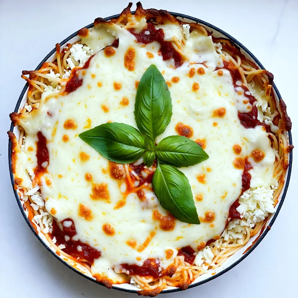 You need to gather the following ingredients for Cheesy Spaghetti Pie: - 8 oz spaghetti, cooked and drained - 2 tablespoons olive oil - 1 small onion, finely chopped - 2 cloves garlic, minced - 1 cup ricotta cheese - 1 ½ cups shredded mozzarella cheese - ½ cup grated Parmesan cheese - 2 large eggs - 1 teaspoon Italian seasoning - Salt and pepper to taste - 1 cup marinara sauce (for topping) - Fresh basil leaves for garnish You can easily swap some ingredients to fit your taste. Here are a few ideas: - Use whole wheat or gluten-free spaghetti for a healthier option. - Swap ricotta cheese with cottage cheese for a lighter choice. - Try different types of cheese like cheddar or feta for a unique flavor. - Add cooked veggies like spinach or bell peppers to boost nutrition. - For a meatier dish, mix in cooked ground beef or turkey. Selecting the best ingredients makes a big difference. Here are some tips: - Look for fresh spaghetti that is not past its date. - Choose extra-virgin olive oil for better flavor and health benefits. - Select ripe and firm tomatoes if you make your marinara sauce. - Pick high-quality cheeses; they melt better and taste richer. - Buy fresh basil that looks bright and smells fragrant for garnish. Using great ingredients ensures your Cheesy Spaghetti Pie tastes amazing! {{ingredient_image_1}} 1. First, you need to preheat your oven to 350°F (175°C). This step helps the pie cook evenly. 2. Next, take a large skillet and heat olive oil over medium heat. 3. Add the finely chopped onion and sauté it for 3-4 minutes until it turns soft. 4. Now, stir in the minced garlic and let it cook for about 1 minute. This brings out the flavor. 5. After that, remove the skillet from heat and let it cool for a moment. 6. In a large mixing bowl, combine the cooked spaghetti with ricotta cheese. 7. Add 1 cup of mozzarella cheese and the grated Parmesan cheese. 8. Then, crack in the two large eggs and sprinkle in the Italian seasoning. 9. Don't forget to add salt and pepper to taste. 10. Finally, mix all the ingredients well until they are combined. 1. Grease your 9-inch pie dish with non-stick spray or olive oil. 2. Pour the spaghetti mixture into the dish. Spread it out evenly. 3. Sprinkle the remaining ½ cup of mozzarella cheese on top of the mixture. 4. Then, add a layer of marinara sauce over the cheese. 5. Place the dish in the preheated oven. Bake it for 25-30 minutes. 6. Look for the cheese to be bubbly and golden brown. 7. Once done, take it out and let it cool for about 5 minutes. 1. Cut the Cheesy Spaghetti Pie into slices for easy serving. 2. Garnish with fresh basil leaves to add a nice touch. 3. Pair with a simple green salad for balance. 4. Serve with extra marinara sauce on the side for dipping. 5. Enjoy this dish warm for the best taste experience. To get that perfect cheese melt, use fresh mozzarella. It melts better than pre-shredded cheese. Mix your cheese in the bowl well. This helps it melt evenly in the pie. Don't skip the baking time. Let it bake until golden brown and bubbly. This means your cheese is perfectly melted. One common mistake is not cooking the spaghetti enough. Make sure to cook it al dente. If it’s too soft, it can get mushy in the pie. Another mistake is not letting the pie cool before slicing. If you cut it too soon, the pie may fall apart. Lastly, don't forget to season. A pinch of salt and pepper makes a big difference. To boost the flavor, try adding sautéed veggies. Bell peppers, spinach, or mushrooms work great. You can also mix in fresh herbs like parsley or oregano for more taste. For a spicy kick, add red pepper flakes. Use high-quality marinara sauce for the topping. A good sauce makes your pie shine. Pro Tips Perfectly Cooked Spaghetti: Ensure your spaghetti is al dente before mixing it with the other ingredients to maintain the perfect texture in your pie. Cheese Variations: Feel free to mix in other cheeses, such as goat cheese or cheddar, for a unique flavor twist. Marinara Sauce Options: Experiment with different marinara sauces, such as spicy arrabbiata or a roasted garlic variety, to enhance the flavor. Garnishing Tips: For added freshness and flavor, use a mix of fresh herbs like parsley and oregano along with the basil for garnish. {{image_2}} You can make Cheesy Spaghetti Pie meat-free. Just skip the meat and enhance flavors with veggies. Try adding spinach, bell peppers, or mushrooms. These veggies add color and taste. You can also mix in some zucchini or carrots for extra nutrition. Each bite will be packed with good flavors! For those who love meat, adding it is easy. Ground beef, turkey, or sausage works well. Cook the meat first with onions and garlic. Then mix it into the spaghetti mixture. This step gives your pie a hearty twist. You can also use leftover cooked chicken for a quick option. If you need a gluten-free dish, use gluten-free pasta. Many brands offer good options that taste great. Make sure to check the labels for gluten-free labels. You can also use spiralized vegetables like zucchini or squash. These options are healthy and fun. They make a tasty base for your pie without gluten. Store leftover Cheesy Spaghetti Pie in an airtight container. This keeps it fresh. Place it in the fridge. It will stay good for about 3-4 days. Make sure it cools to room temp before sealing. This helps prevent sogginess. To reheat, use the oven for best results. Preheat the oven to 350°F (175°C). Place a slice on a baking sheet. Cover it with foil to avoid drying out. Heat for about 15-20 minutes. You can also use the microwave. Heat on medium for 2-3 minutes. Check to see if it’s warm all the way through. You can freeze Cheesy Spaghetti Pie for up to 2 months. First, let it cool completely. Cut it into slices for easy thawing. Wrap each slice in plastic wrap, then foil. Label the wrap with the date. When you’re ready to eat, thaw it overnight in the fridge before reheating. Yes, you can make Cheesy Spaghetti Pie ahead of time. Prepare it up to the baking step. Cover it well and store it in the fridge. When you are ready, bake it right from the fridge. Just add a few extra minutes to the cook time. Cheesy Spaghetti Pie pairs well with many sides. Here are some tasty options: - A fresh garden salad - Garlic bread or breadsticks - Steamed vegetables like broccoli or green beans - A light soup, such as minestrone These sides will make your meal complete and balanced. Customizing Cheesy Spaghetti Pie is easy and fun. Here are some ideas: - Add cooked ground beef or sausage for meat lovers. - Stir in vegetables like spinach, bell peppers, or mushrooms. - Use different cheeses such as cheddar or gouda for a twist. - Change the seasoning to include your favorite herbs or spices. Feel free to get creative! This blog post guides you through making Cheesy Spaghetti Pie step by step. We discussed key ingredients, substitutions, and tips for flavor. I shared storage tips, serving ideas, and common mistakes to avoid. In closing, remember that cooking is about creativity. Use the tips and variations to make this dish your own. Enjoy the process and the tasty results!