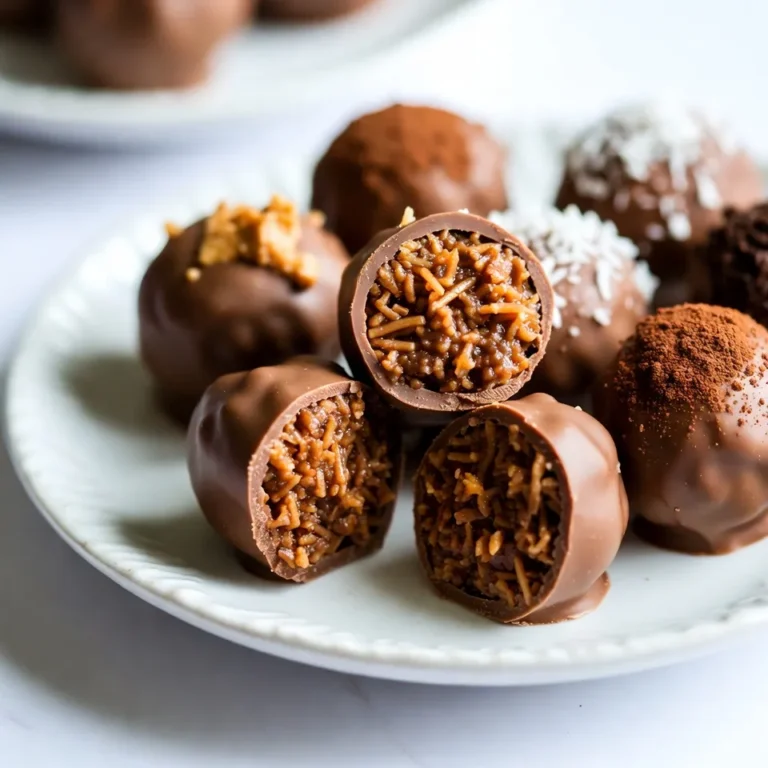 To make this sweet treat, gather these ingredients: - 2 cups sweetened shredded coconut - 1 cup smooth peanut butter - 1/2 cup powdered sugar - 1 teaspoon vanilla extract - 1 cup semi-sweet chocolate chips - 2 tablespoons coconut oil I recommend using brands known for their quality. For coconut, look for Baker's or Goya. For peanut butter, Jif or Skippy works well. For chocolate, Ghirardelli or Nestle are great choices. These brands ensure rich flavors and smooth textures. If you have allergies or preferences, you can adjust the recipe. Use sunbutter instead of peanut butter for nut-free options. For a vegan version, choose dairy-free chocolate chips. You can also swap shredded coconut with finely chopped nuts if you dislike coconut. These swaps keep the candy tasty and enjoyable for everyone. {{ingredient_image_1}} To make Martha Washington candy, follow these steps closely. First, gather all your ingredients. You will need: - 2 cups sweetened shredded coconut - 1 cup smooth peanut butter - 1/2 cup powdered sugar - 1 teaspoon vanilla extract - 1 cup semi-sweet chocolate chips - 2 tablespoons coconut oil 1. In a large mixing bowl, combine the shredded coconut, peanut butter, powdered sugar, and vanilla extract. Stir well until everything mixes into a thick, sticky mixture. 2. Next, use your hands to shape this mixture into small balls or squares. Aim for pieces about 1 inch wide. 3. Place these candy pieces on a baking sheet lined with parchment paper. 4. Freeze the candies for at least 30 minutes. This will help them firm up nicely. 5. In a microwave-safe bowl, melt the chocolate chips and coconut oil. Heat in 30-second intervals. Stir after each interval until fully melted and smooth. 6. Once the candy pieces are firm, dip each one into the melted chocolate. Make sure to coat them fully. Allow any extra chocolate to drip off. 7. Return the coated candies to the lined baking sheet. Let them sit at room temp until the chocolate hardens. You can also speed this up by putting them in the fridge. - For the mixing step, ensure the ingredients are at room temperature. This helps them blend better. - When shaping the candy, wet your hands slightly. This keeps the mixture from sticking too much. - Freezing the candies is key. If they are too soft, the chocolate coating won't stick well. - Stir the chocolate slowly as it melts to avoid burning it. - Dip quickly to avoid the candy becoming too warm and losing its shape. - Avoid using cold coconut or peanut butter; this makes mixing hard. - Don’t skip the freezing step. It’s crucial for shaping and coating. - If the chocolate is too thick, add a little more coconut oil. This helps it coat smoothly. - Don’t overheat the chocolate. If it looks thick or clumpy, it may be burned. - When storing, keep the candies in a cool place. Heat can melt the chocolate coating. Martha Washington candy traces its roots back to the 18th century. Legend says that Martha, the wife of George Washington, made sweets for gatherings. She used simple ingredients like coconut and peanut butter, which made the candy delicious. The treat became famous over time, capturing hearts with its rich flavors. This candy found its way into holiday traditions in many homes. Families often made it during Christmas and Thanksgiving. The sweet, creamy taste brings joy to festive gatherings. People enjoy sharing this candy as a gift. Its bite-sized pieces make it easy to share and enjoy with loved ones. Over the years, many have put their spin on Martha Washington candy. Some add nuts or different flavors to the mixture. Others use dark chocolate instead of semi-sweet. These variations keep the candy fresh and exciting. Each family may have its own secret twist, making every bite special. Pro Tips Chill for Better Coating: Ensure your candy balls are fully frozen before dipping them in chocolate. This helps the chocolate to adhere better and creates a smooth finish. Use Quality Chocolate: Opt for high-quality chocolate chips for melting. This will enhance the flavor of your candies and give a glossy, professional-looking finish. Experiment with Flavors: Feel free to add a pinch of sea salt, a splash of almond extract, or even a bit of crushed nuts to the coconut mixture for added depth of flavor and texture. Storage Tips: Store your candies in an airtight container in the fridge to keep them fresh for longer. They can also be frozen for up to 3 months if you want to make them in advance. {{image_2}} Store your Martha Washington candies in an airtight container. This keeps them fresh. Layer parchment paper between layers to prevent sticking. You can store them at room temperature for up to a week. If you want them to last longer, keep them in the fridge. They can last up to three weeks when chilled. To get a smooth chocolate coating, use good quality chocolate chips. Melt them gently in the microwave. Stir after every 30 seconds until smooth. Add coconut oil to make it shiny and thin. Dip each candy quickly to avoid melting it. Let excess chocolate drip off for a clean look. For a lovely presentation, serve candies in a decorative box. You can also use a charming platter. Sprinkle shredded coconut or cocoa powder on top for flair. This adds color and makes your candies stand out. For special occasions, tie a ribbon around the box. Your guests will love the extra touch! You can enjoy Martha Washington candy without nuts or animal products. To make it nut-free, swap out peanut butter for sunflower seed butter. This keeps the flavor rich and creamy. For a vegan version, use dark chocolate that has no dairy. Make sure to check labels for hidden milk ingredients. Add your twist to the candy by trying different flavors. For a minty version, mix in peppermint extract instead of vanilla. You can also try almond extract for a nutty taste. If you love fruit, chop up dried cherries or cranberries and fold them into the coconut mix. Each of these changes gives a fresh taste to this classic treat. Have fun with your Martha Washington candy by adding unique ingredients. Consider mixing in some crushed cookies or candy bars for extra crunch. You can also sprinkle a bit of sea salt on top of the chocolate coating for a sweet and salty treat. Another idea is to add a dash of cinnamon or nutmeg to the coconut mixture for a warm flavor. These small changes can create a fun surprise with every bite. The best way to store these candies is in an airtight container. Keep them in a cool, dry place. You can also store them in the fridge for added freshness. Just make sure to separate layers with parchment paper to avoid sticking. Yes, you can make Martha Washington Candy ahead of time. These treats store well in the fridge for up to two weeks. Preparing them in advance can save you time during busy holidays or gatherings. Martha Washington Candies can last up to two weeks at room temperature. If stored in the fridge, they can last about three weeks. Make sure they stay in a sealed container to keep them fresh. I recommend using semi-sweet chocolate chips for coating. They melt well and have a balanced sweetness. You can also use dark chocolate for a richer flavor or milk chocolate for a creamier taste. Coconut cream can add a nice flavor, but it won't work the same way. Shredded coconut provides texture and structure. If you want to try coconut cream, mix it with shredded coconut for the best result. We explored the tasty world of Martha Washington Candy. You learned about the best ingredients and brands, along with helpful substitutions. I shared step-by-step instructions, tips, and common mistakes to avoid. We delved into the candy's rich history and how it became a holiday favorite. I also provided storage tips, perfect chocolate coating advice, and fun variations to try. Now, you have everything you need to make this delightful treat. Enjoy making and sharing Martha Washington Candy with loved ones!