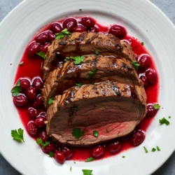 To make the Balsamic Cranberry Beef Roast, gather these items: - 3-4 pounds beef roast (chuck or sirloin) - 1 cup fresh cranberries (or frozen, thawed) - 1/2 cup balsamic vinegar - 1 cup beef broth - 2 tablespoons brown sugar - 1 large onion, sliced - 4 cloves garlic, minced - 2 tablespoons olive oil - 1 teaspoon dried thyme - 1 teaspoon dried rosemary - Salt and pepper to taste You will need some basic tools: - Large skillet - Roasting pan - Whisk - Foil - Knife and cutting board For extra flavor, try adding: - Fresh parsley for garnish - Other herbs like oregano or basil - A splash of red wine for depth - Carrots or celery for added veggies {{ingredient_image_1}} Start by preheating your oven to 325°F (163°C). This helps cook the roast evenly. Take your beef roast, about 3-4 pounds, and season it well with salt and pepper on all sides. Make sure every bit of the meat gets flavor. This simple step sets the stage for a tasty meal. Next, heat 2 tablespoons of olive oil in a large skillet over medium-high heat. Once the oil is hot, place the beef roast in the pan. Sear it for about 3-4 minutes on each side. The goal is to get a nice brown crust, which adds flavor. After searing, remove the roast and set it aside. This step locks in the juices and enhances the taste. In the same skillet where you cooked the beef, add sliced onions. Sauté them for around 5 minutes until they become translucent. Then, add 4 cloves of minced garlic and cook for 1 more minute. This mix adds depth to your dish. In a bowl, whisk together 1/2 cup of balsamic vinegar, 1 cup of beef broth, 2 tablespoons of brown sugar, 1 teaspoon of dried thyme, and 1 teaspoon of dried rosemary. This mixture will create a sweet and tangy sauce that pairs perfectly with the beef. In a large roasting pan, combine the sautéed onions, 1 cup of fresh cranberries, and the balsamic mixture. Place the beef roast on top of this delicious mix. With your roast prepped and ready, cover the pan tightly with foil. Bake in the preheated oven for 2.5 to 3 hours, or until the beef is tender and can be shredded easily. This slow cooking makes the meat flavorful and juicy. For the best beef roast, cook it low and slow. I suggest baking your roast at 325°F for 2.5 to 3 hours. This gentle heat helps break down tough fibers. The roast should be tender enough to shred with a fork. Always check the internal temperature. It should reach 145°F for medium-rare. Letting the meat rest for 10-15 minutes helps keep juices in. Marinades bring out the best in your beef. For this dish, use balsamic vinegar, beef broth, and brown sugar. These ingredients add sweetness and tang. The combination of thyme and rosemary adds earthy notes. Allow the roast to marinate for at least 30 minutes. For deeper flavor, let it marinate overnight in the fridge. When serving your Balsamic Cranberry Beef Roast, presentation is key. Arrange the sliced beef on a platter. Drizzle the rich cranberry sauce on top. Fresh parsley adds a nice touch of color. For sides, mashed potatoes or roasted veggies work great. They soak up the delicious sauce. You can also serve it with crusty bread to mop up every drop. Pro Tips Resting the Meat: Let the beef roast rest for at least 10-15 minutes after baking. This allows the juices to redistribute, resulting in a more tender and flavorful roast. Choosing the Right Cut: For the best results, opt for a well-marbled beef roast like chuck. The fat helps keep the meat moist and enhances the flavor during the slow cooking process. Enhancing the Sauce: For a thicker sauce, consider removing the roast once it's done, then simmer the remaining sauce on the stove until it reduces to your desired consistency. Flavor Boost with Herbs: Feel free to experiment with fresh herbs like thyme or rosemary. Adding them towards the end of cooking can elevate the dish and provide a fresh aroma. {{image_2}} You can use several cuts of beef for this recipe. I recommend chuck or sirloin, but you can also try brisket or round. Each cut brings a unique flavor and texture. Chuck is great for slow cooking, while sirloin offers a leaner option. Remember, the cooking time may change based on your cut. Always check for tenderness. If you have dietary needs, you can adjust some ingredients. For a lower-sugar option, replace brown sugar with a sugar substitute. If you want a gluten-free meal, ensure your beef broth is gluten-free. You can also use vegetable broth for a vegetarian twist. For those avoiding cranberries, try using pomegranate seeds or cherries. They add a nice tartness too. Herbs and spices can change the flavor of your roast. Try adding a teaspoon of paprika for warmth. If you love heat, a pinch of red pepper flakes works well. Fresh herbs can also boost flavor. Consider adding fresh thyme or rosemary instead of dried. Each choice adds a new layer to the dish, making it even more special. To keep your Balsamic Cranberry Beef Roast fresh, let it cool down first. Then, place the beef and sauce in an airtight container. You can store it in the fridge for up to three days. Make sure to cover the meat well. This helps keep it moist and tasty. If you want to enjoy it later, freezing is a great option. When you’re ready to eat leftovers, reheating is key. For the best taste, use the oven. Preheat your oven to 325°F (163°C). Place the beef in a baking dish and cover it with foil. Add a splash of beef broth or water to keep it juicy. Heat for about 20-30 minutes, or until it’s warm throughout. You can also use the microwave, but the oven gives better results. To freeze leftovers, slice the beef roast first. This makes it easier to thaw later. Place the sliced beef and sauce in freezer-safe bags. Squeeze out as much air as possible before sealing. You can store it in the freezer for up to three months. When you want to enjoy it, thaw it in the fridge overnight before reheating. This way, it stays flavorful and tender. Cooking a beef roast takes about 2.5 to 3 hours. This timing depends on the size of the roast. A good rule is to check for tenderness. The meat should be easy to shred with a fork. Always use a meat thermometer to ensure safety. Aim for an internal temperature of at least 145°F (63°C) for medium-rare. Yes, you can use dried cranberries. They add a different texture and sweetness. If you choose dried cranberries, reduce the brown sugar in the recipe. Dried cranberries work well in this dish. They will still provide a nice flavor balance with the balsamic vinegar. I love serving this roast with mashed potatoes or roasted veggies. The creamy potatoes soak up the sauce nicely. You can also try serving it with a side salad. A fresh green salad adds crunch and brightness. For a complete meal, consider cooking some crusty bread to soak up the flavorful sauce. We covered many key points about making a tasty Balsamic-Cranberry Beef Roast. We started with the essential ingredients and tools. Then, I shared step-by-step cooking tips. You learned how to enhance flavors and serve dishes well. Variations suited different meats and diets. Finally, we covered storage and common questions to help you in the kitchen. Now you’re ready to create a delicious meal. Enjoy the cooking process and share your results!