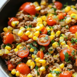 - 1 pound ground turkey - 2 tablespoons ranch seasoning mix - 4 cloves garlic, minced - 1 medium onion, diced - 2 bell peppers (red and yellow), diced The main ingredients create a tasty base for this dish. Ground turkey provides lean protein. The ranch seasoning mix adds a burst of flavor. Garlic, onions, and bell peppers offer sweetness and depth. Together, they make a savory blend that is hard to resist. - 1 cup corn (canned or frozen) - 1 cup cherry tomatoes, halved Adding corn gives a nice crunch and sweetness. Cherry tomatoes bring color and fresh flavor. You can use these ingredients if you like. They make the dish more filling and fun. - 2 tablespoons olive oil - Salt and pepper to taste - Fresh parsley, chopped, for garnish Olive oil helps cook the veggies and turkey. Salt and pepper enhance all the flavors. Fresh parsley adds a pop of color and freshness. Use it to make your dish look beautiful and bright. With these ingredients, you can create a delicious and easy meal. Each part plays a role in making this dish a favorite. Enjoy cooking it and sharing it with your loved ones! {{ingredient_image_1}} First, heat the olive oil in your large skillet over medium heat. Once the oil shimmers, add the diced onions and bell peppers. Sauté them for about 5 to 7 minutes. You want them soft and translucent. This step builds a strong base for your dish. Next, add the minced garlic. This enhances the flavor greatly. Stir it in with the vegetables for about 1 to 2 minutes. You’ll notice a lovely aroma fill your kitchen. Now, push the vegetables to one side of the skillet. On the other side, add the ground turkey. Break it apart with your spatula. Cook it for about 6 to 8 minutes. Keep stirring until it’s browned and cooked through. Once the turkey is almost done, sprinkle in the ranch seasoning mix. This adds a burst of flavor. Stir everything together and cook for another 2 minutes. The garlic and ranch will make your dish pop. It’s time to mix in the corn and cherry tomatoes. Add them to the skillet and stir well. Cook for about 3 to 4 minutes. This step heats everything through and combines the flavors. Finally, season with salt and pepper to taste. This is where you can adjust to your preference. Remove the skillet from heat and garnish with fresh parsley. This adds a bright touch and makes your meal look beautiful. Enjoy your Turkey Ranch Garlic Skillet! - Adjust the ranch seasoning to match your taste. Start with two tablespoons. You can add more if you want a stronger flavor. - Use fresh vegetables when possible. Fresh bell peppers and onions add crunch and zest. Frozen corn works well too. Canned corn is fine, but fresh is best. - Set your heat to medium when you sauté. This helps the veggies soften without burning. - Stir the ingredients often for even cooking. Push the turkey around to break it up. This ensures every bit cooks through. - Serve this dish with rice or quinoa for a hearty meal. - It pairs nicely with a side salad or roasted veggies. Fresh greens balance the flavors well. Pro Tips Choose Lean Turkey: Opt for lean ground turkey to reduce fat content and make the dish healthier without sacrificing flavor. Customize Your Veggies: Feel free to add or substitute vegetables like zucchini or spinach for added nutrition and color. Make it Spicy: For a kick, add some red pepper flakes or chopped jalapeños when cooking the turkey. Serve with a Side: Pair this skillet dish with rice, quinoa, or a fresh salad for a complete meal. {{image_2}} You can easily switch the turkey for chicken or beef. Both options work well. Chicken gives a lighter taste. Beef adds a richer flavor. For vegetarians, try using meat alternatives. Crumbled tempeh or lentils work great in this dish. They soak up the flavors nicely. You can boost the taste by adding different vegetables. Try zucchini or spinach for extra greens. Mushrooms add a nice earthy flavor. You can also play with spices. Adding paprika or chili powder can spice things up. A pinch of cumin gives a warm tone. If you need a gluten-free version, check your ranch mix. Some brands contain gluten. You can make your own mix using herbs and spices. For low-carb or keto diets, skip the corn and tomatoes. You can replace them with cauliflower rice or more veggies. This keeps the dish filling and tasty. Store your Turkey Ranch Garlic Skillet in an airtight container. Let it cool to room temperature before sealing. This helps avoid moisture build-up, which can lead to spoilage. Place it in the fridge within two hours of cooking. When reheating, warm it on the stove or in the microwave. Stir it occasionally to ensure even heating. Heat until it's steaming hot to kill any germs. Freezing is a great way to save leftovers. Portion out the skillet into freezer-safe containers. Leave some space at the top for expansion. Label each container with the date. When you are ready to eat, move a container to the fridge overnight. This allows it to thaw safely. Reheat it on the stove or in the microwave until hot. This tasty dish lasts about three to four days in the fridge. If frozen, it can last up to three months. Check for signs of spoilage before eating. If you see any mold or a strange smell, it’s best to throw it out. Keeping track of storage dates helps ensure you enjoy your meals at their best. Yes, you can use raw ground turkey. Start with one pound. Heat two tablespoons of olive oil in your skillet. Then, add diced onions and bell peppers. Sauté them until they soften. Push the veggies to one side. Add the raw turkey to the other side. Break it up with a spatula. Cook until it's brown, about six to eight minutes. Then, add minced garlic and ranch seasoning. To add heat, consider these tips. First, mix in some red pepper flakes. Start with a small amount, like a quarter teaspoon. You can increase it as you like. You can also add a diced jalapeño for fresh heat. If you want more flavor, try a splash of hot sauce at the end. Taste as you go to get it just right. Yes, you can make this dish ahead of time. Prepare the Turkey Ranch Garlic Skillet and let it cool. Then, store it in an airtight container. It keeps well in the fridge for three to four days. When ready to eat, just reheat it in a skillet or microwave. You can also freeze it for up to three months. Just thaw it in the fridge before reheating. This makes meal prep easy! This blog post outlined how to create a flavorful Turkey Ranch Garlic Skillet. We covered key ingredients like ground turkey and ranch seasoning, along with cooking techniques to enhance flavors. I shared tips for adapting the dish, whether for different diets or flavor profiles. Remember, you can easily make this dish your own with simple variations. Enjoy your cooking, and don't hesitate to experiment with what you like best!