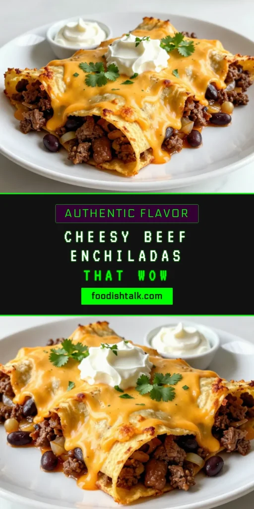 Discover the ultimate comfort food with this easy Beef Enchilada Recipe! Indulge in Cheesy Beef Enchiladas made with ground beef, black beans, and gooey cheddar cheese. This Classic Beef Enchilada Casserole is perfect for family dinners or gatherings. Enjoy layers of flavor and convenience in one dish. Try it today and savor every bite! Save this recipe for a cheesy dinner idea! #BeefEnchiladas #EasyRecipe #MexicanFood #CheddarCheeseEnchiladas