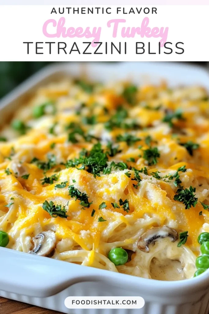 Discover the ultimate comfort food with this Easy Turkey Tetrazzini recipe! This Cheesy Turkey Tetrazzini combines tender turkey with a creamy sauce for a delicious Turkey Pasta Casserole that the whole family will love. Perfect for using leftover turkey, this Easy Tetrazzini Recipe is a must-try. Get ready to indulge in creamy chicken and turkey pasta goodness! Save this recipe now and treat yourself! #TurkeyTetrazzini #ComfortFood #PastaCasserole #EasyRecipes