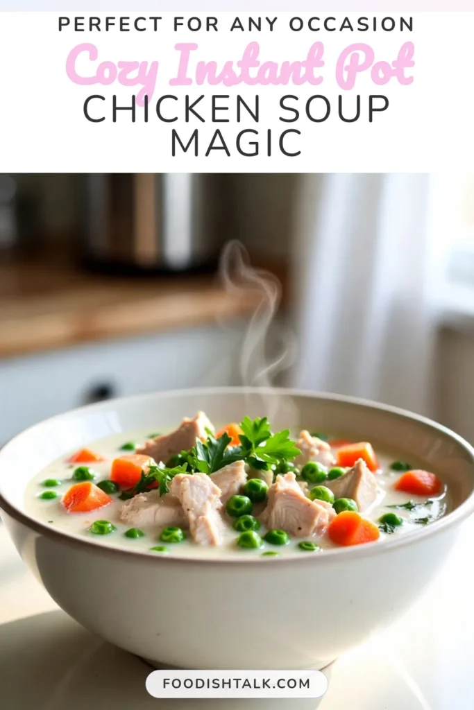Warm up with this delicious Instant Pot Chicken Pot Pie Soup, the ultimate comfort food in a bowl! This Easy Chicken Pot Pie Soup Recipe combines tender chicken, savory vegetables, and a creamy broth in just 35 minutes. It's a Quick Chicken Pot Pie Soup that your family will love. Perfect for busy nights, this Creamy Chicken Soup Instant Pot dish is simple yet satisfying. Save this recipe now and enjoy a cozy meal tonight! #ComfortFood #InstantPotRecipes #ChickenSoup #EasyRecipes