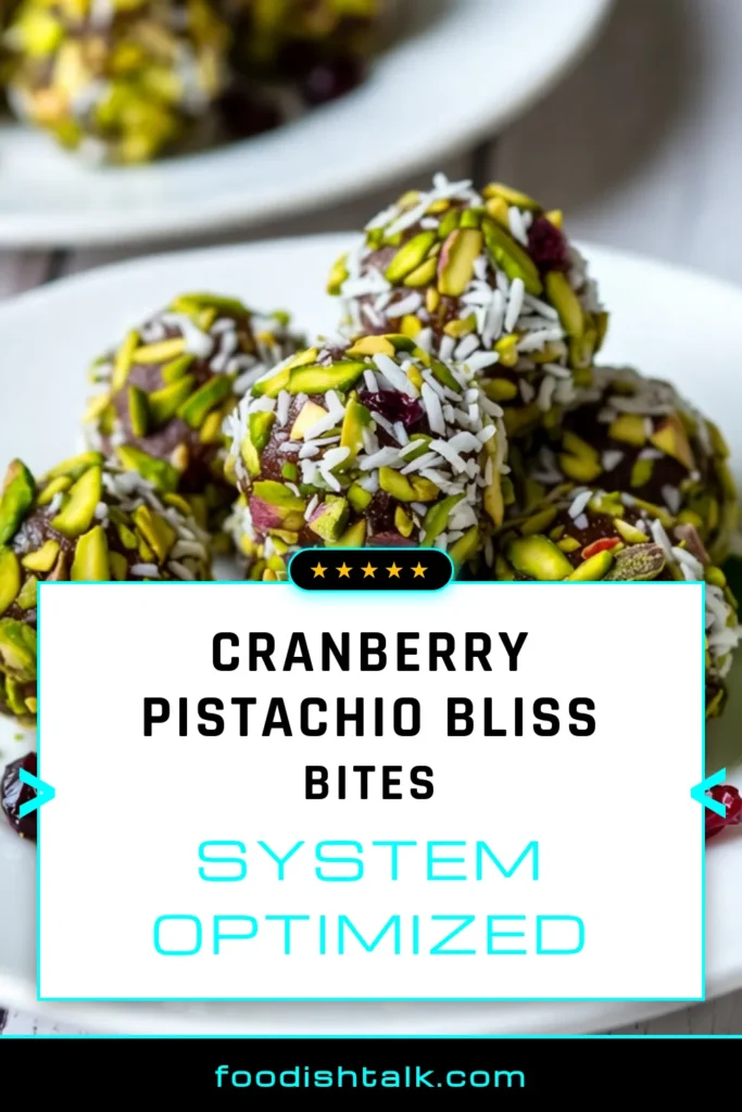 Looking for a delightful no-bake holiday dessert? Try these Cranberry Pistachio Truffles! These healthy truffle recipes are not only easy to make but also vegan, making them perfect for everyone. With a mix of dates, cranberries, and pistachios, these easy festive treats are sure to impress your guests. Make a batch for your holiday celebrations and enjoy the deliciousness. Click to save this recipe! #CranberryPistachioTruffles #NoBakeDesserts #VeganTreats #HealthyDesserts