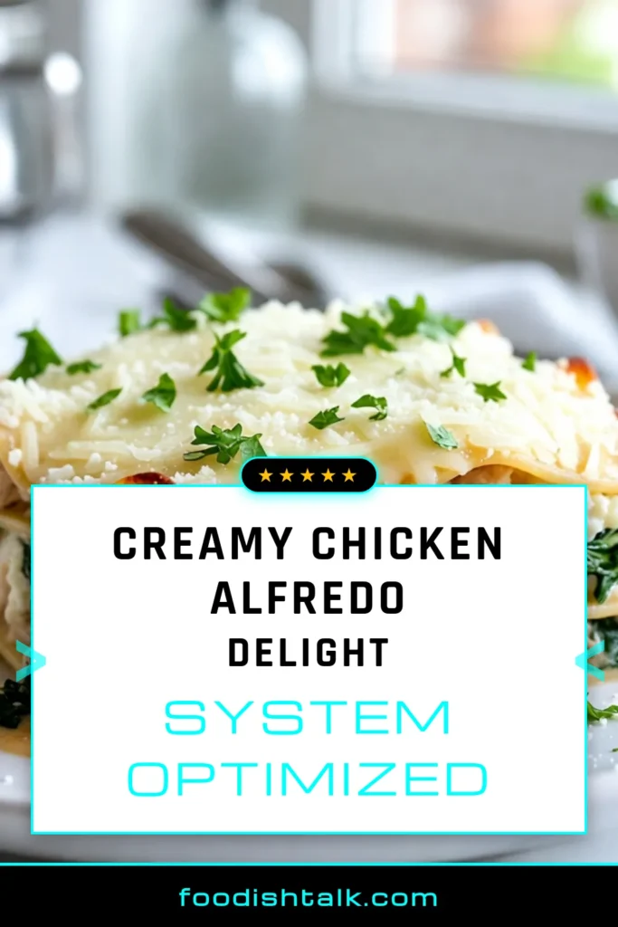 Indulge in this irresistible Creamy Chicken Alfredo Lasagna, a perfect blend of flavors that brings comfort food to a new level. With layers of tender chicken, creamy Alfredo sauce, and fresh spinach, this easy Chicken Alfredo recipe is ideal for busy weeknights. Enjoy homemade lasagna with Alfredo sauce that the whole family will love. Ready to savor mouthwatering Chicken and Spinach Lasagna? Save this recipe and make it tonight! #Lasagna #ComfortFood #ChickenRecipes #PastaDish