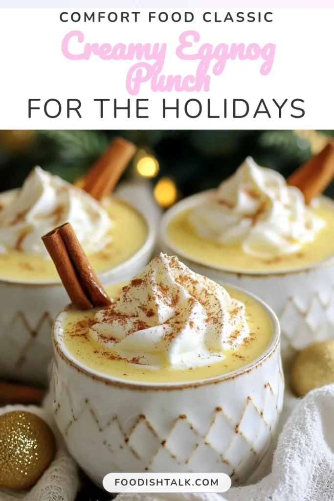 Celebrate the season with this delightful festive eggnog punch! This creamy eggnog drink combines traditional flavors and a twist with chai tea eggnog for a holiday eggnog recipe that will wow your guests. Perfect for parties, this homemade eggnog punch is easy to make and serves 10-12 people. Don’t miss out on the joy of this delicious drink—save this recipe to keep the festivities going! #Eggnog #HolidayRecipes #ChaiTea #FestiveDrinks