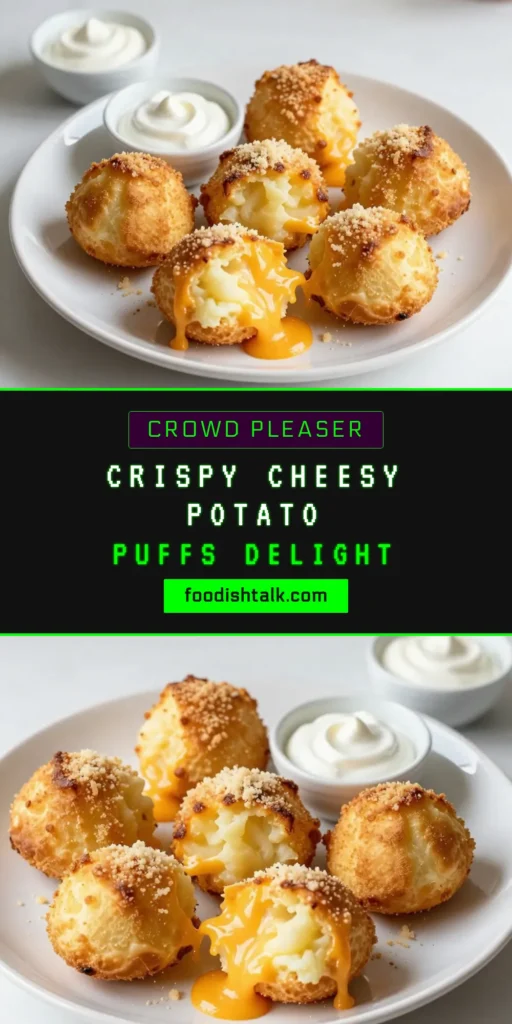 Indulge in these cheesy mashed potato puffs, the ultimate creamy potato snacks that everyone loves! This easy fried potato puffs recipe combines mashed potatoes and two kinds of cheese for mouthwatering cheesy potato bites. Perfect as mashed potato appetizers, they're sure to impress at any gathering. Click now for the full recipe and enjoy the deliciousness! #CheesyMashedPotatoPuffs #PotatoSnacks #Appetizers #ComfortFood