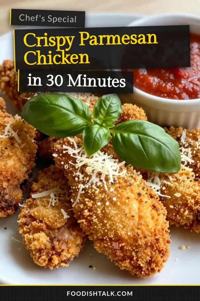 Discover the ultimate Crispy Parmesan Chicken with this easy baked chicken recipe that will elevate your dinner game! This Panko Crusted Chicken is coated in a delicious Parmesan crust, making it a perfect choice for a busy weeknight. Ready in just 45 minutes, this easy chicken dinner is sure to impress. Don't miss out on this flavorful dish—save this recipe now for your next mealtime inspiration! #CrispyParmesanChicken #PankoCrustedChicken #BakedChickenRecipe #EasyChickenDinner