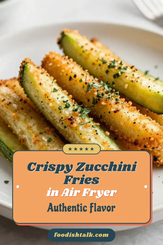 Indulge in these irresistibly crispy air fryer zucchini fries that are perfect for any snack or side dish. This healthy air fryer recipe features Parmesan zucchini fries coated in a seasoned breadcrumb mix for that perfect crunch. Discover how easy it is to make roasted zucchini fries with our simple crispy zucchini fries recipe. Try them today and enjoy guilt-free snacking! Don’t forget to save this recipe! #AirFryerZucchiniFries #HealthyCooking #CrispyFries #ZucchiniRecipes