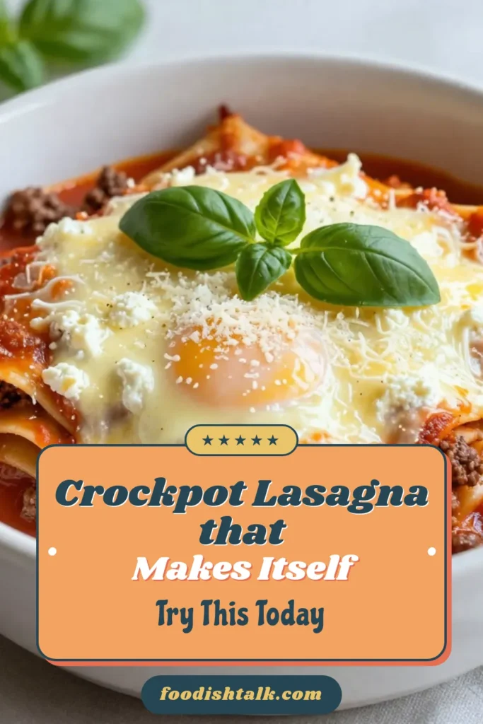 Discover the ultimate crockpot lasagna recipe that's as simple as it is delicious! This easy lasagna crockpot combines layers of ricotta cheese, marinara sauce, and gooey mozzarella into a mouthwatering dump-and-go lasagna. With minimal prep time, this slow cooker lasagna is perfect for busy nights. Try it today and indulge in comfort food bliss. Save this recipe for later! #CrockpotLasagna #EasyLasagna #DumpAndGoLasagna #SlowCookerRecipes