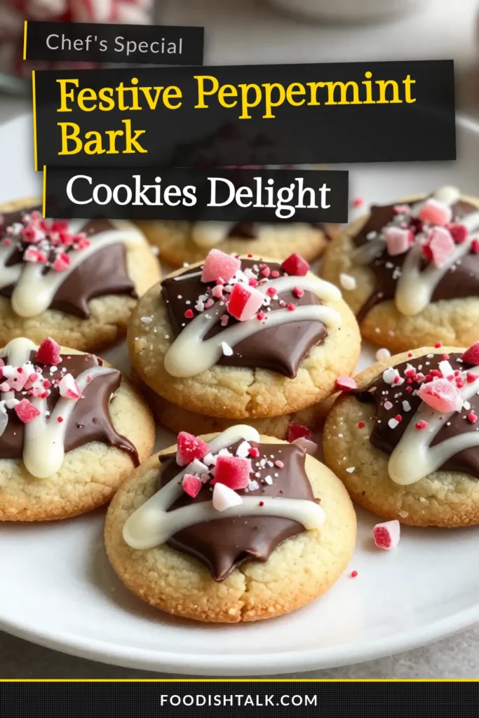 Indulge in the festive flavor of Peppermint Bark Christmas Cookies this holiday season! This easy Christmas baking recipe combines white chocolate, semi-sweet chocolate, and crushed peppermint candies for a delightful treat. Perfect for sharing or as a sweet addition to your holiday table, these peppermint bark cookies are a must-try. Click for the full recipe and make your holidays extra special! #PeppermintBarkCookies #ChristmasCookieRecipes #FestiveHolidayCookies #EasyChristmasBaking