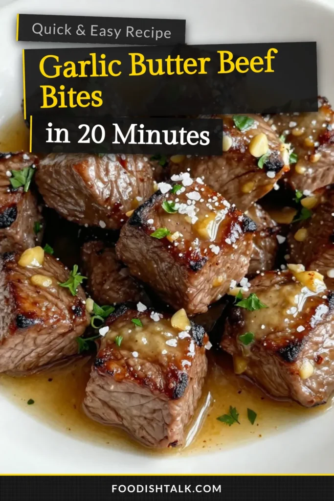 Savor the mouthwatering flavors of garlic butter beef bites with this easy beef sirloin recipe! Perfect for quick beef appetizers, these garlic beef bites are ready in just 20 minutes. Tender beef sirloin is sautéed in a rich garlic butter sauce for an irresistible dish that impresses guests. Try this garlic beef stir fry as a flavorful weeknight dinner or party snack. Save for later and enjoy the burst of flavors! #GarlicButterBeefBites #EasyGarlicBeef #QuickBeefAppetizers #BeefSirloinRecipe