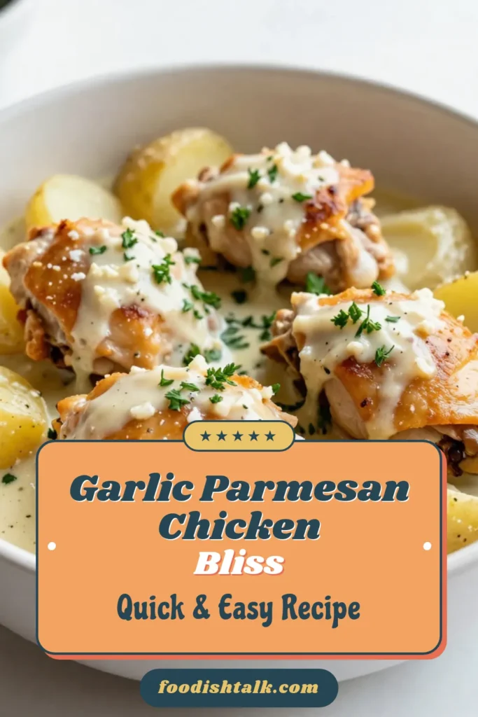 Discover the flavors of Crockpot Garlic Parmesan Chicken & Potatoes—an easy, creamy Parmesan chicken recipe perfect for busy weekdays. This slow cooker chicken and potatoes dish features tender garlic chicken thighs nestled in a rich, cheesy sauce. With minimal prep, enjoy a delicious meal that everyone will love. Save this recipe for your next family dinner! #CrockpotGarlicParmesanChicken #EasyGarlicChickenThighs #ItalianSeasonedChicken #SlowCookerRecipes