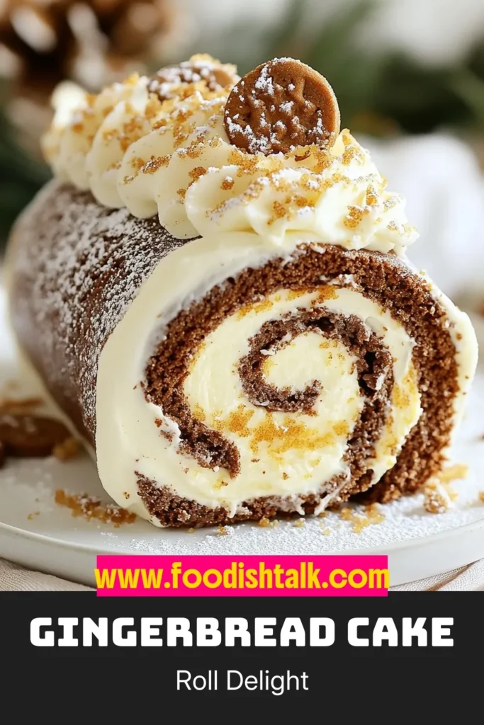 Indulge in the festive flavors of the season with this delicious gingerbread Swiss cake roll recipe. Perfect as a holiday dessert, this easy gingerbread cake recipe combines spices and sweetness for a delightful Swiss cake roll with ginger. Impress your guests with this beautiful gingerbread Swiss roll that’s sure to be the highlight of your celebrations. Click to discover how to make this charming dessert and don't forget to save it for later. #GingerbreadCakeRoll #HolidayDessertRecipes #GingerbreadSwissRoll #EasyGingerbreadCakeRecipe