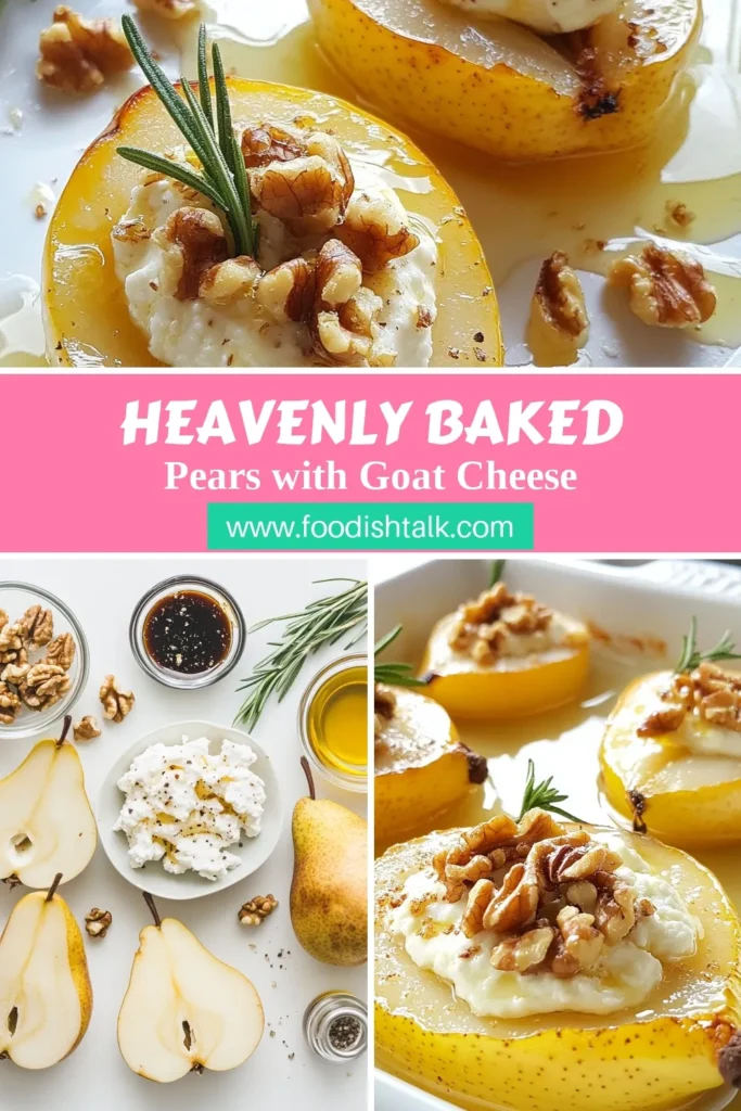 Indulge in this delightful baked pears recipe featuring creamy goat cheese and a sweet honey drizzle. Perfect for a healthy baked dessert or an easy fruit appetizer, these baked pears with goat cheese are sure to impress. With just a few simple ingredients, enjoy a unique blend of flavors that's both easy to make and beautifully presented. Try this mouthwatering dish today and make every gathering special! #BakedPears #GoatCheeseRecipes #HoneyDrizzleDessert #HealthyBakedDesserts