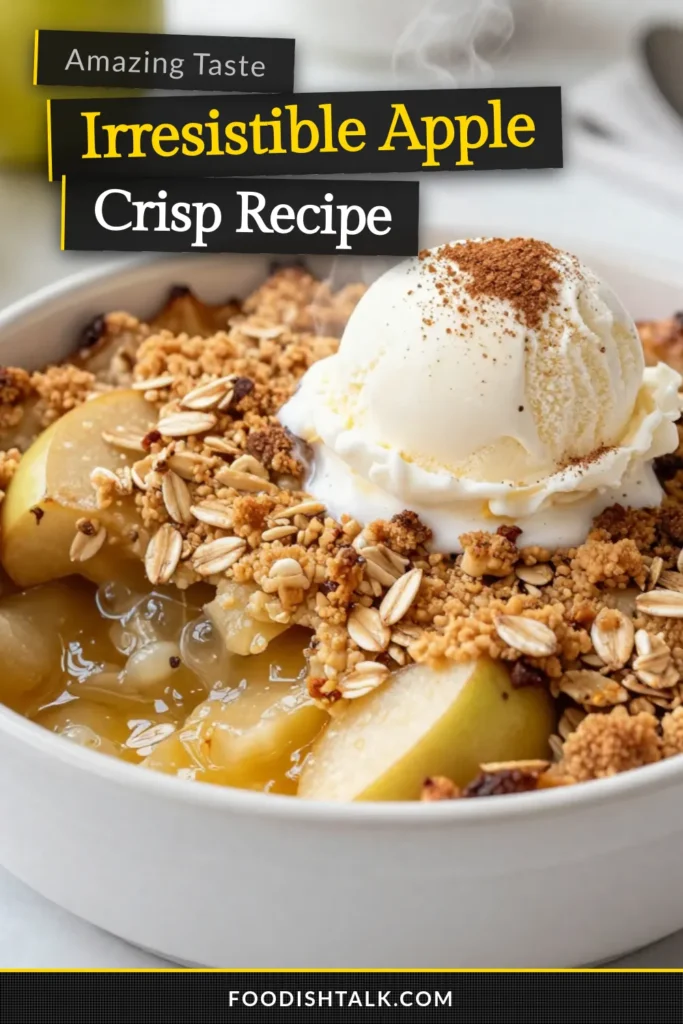 Indulge in this classic apple crisp recipe that transforms tart apples into a warm apple dessert you'll love! This homemade apple crisp is easy to make and perfect for any occasion. Enjoy the delightful combination of spices and a buttery crumb topping that makes each bite irresistible. Serve it warm with ice cream or whipped cream for the ultimate treat. Click to discover your new favorite dessert with apples! #AppleCrispRecipe #ClassicAppleCrisp #DessertWithApples #HomemadeAppleCrisp