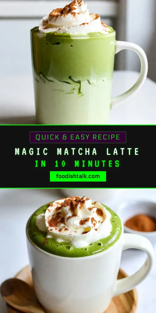 Discover the magic of the Enchanted Matcha Latte with this easy matcha latte recipe! Learn how to make matcha latte at home using high-quality matcha powder and your choice of milk for a deliciously frothy matcha drink. This vegan matcha latte is perfect for any time of day. Elevate your mornings with this delightful recipe. Don’t forget to save this for later! #matchalattemagic #veganlatte #frothydrinks #matcharecipes