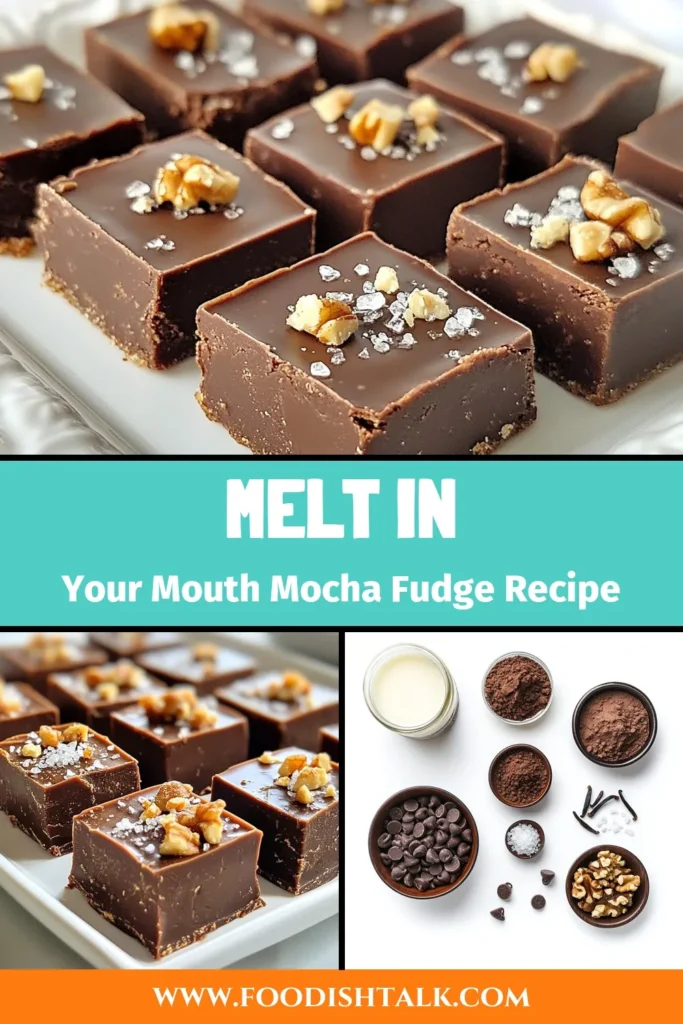 Discover the ultimate mocha fudge recipe that will have you hooked! This melt-in-your-mouth fudge combines rich chocolate, brewed espresso, and optional nuts for a decadent treat. Perfect for any occasion, this easy chocolate fudge can be whipped up in just 15 minutes and chilled to perfection. Experience the bliss of homemade fudge with nuts that everyone will love. Save this recipe today and indulge! #MochaFudge #EasyRecipes #ChocolateFudge #HomemadeTreats