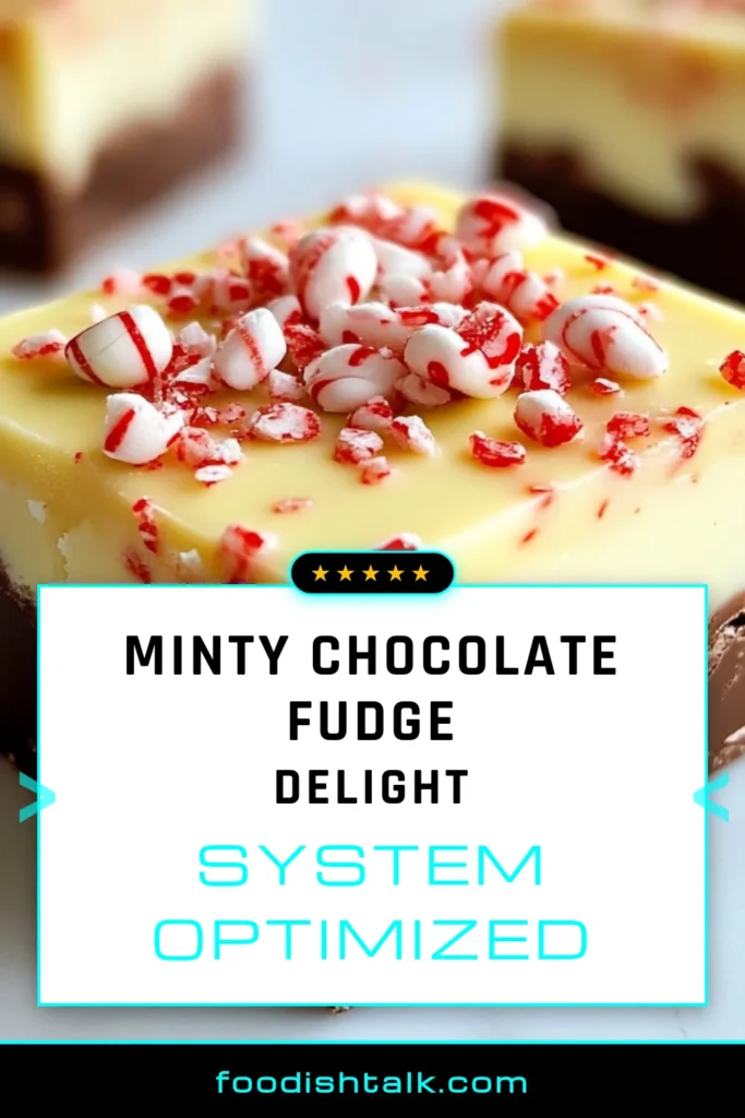 Indulge in the holiday spirit with this delightful Peppermint Christmas fudge! This easy peppermint candy recipe is perfect for festive dessert ideas and a must-try no-bake fudge recipe. Made with rich semi-sweet chocolate, creamy white chocolate, and a sprinkle of crushed peppermint candies, it’s a treat everyone will love. Save this recipe for your Christmas gatherings, and enjoy a sweet moment with family! #PeppermintFudge #ChristmasTreats #NoBakeDessert #EasyFudgeRecipe