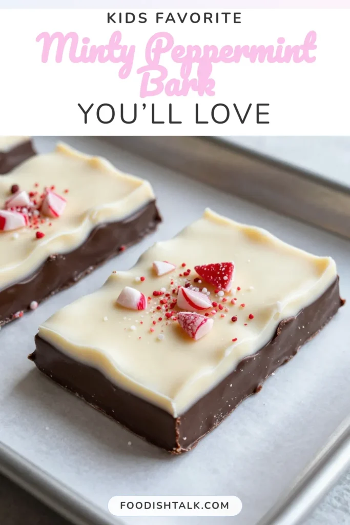 Indulge in the festive fun of this easy peppermint bark recipe that's perfect for your holiday dessert table! With layers of smooth dark and white chocolate, and a delightful crunch from crushed peppermint candies, this mint chocolate bark is a must-try. Create these easy peppermint treats in just over an hour for a homemade chocolate bark that will impress friends and family. Save and share this delicious recipe today! #PeppermintBark #HolidayDesserts #EasyTreats #MintChocolateBark