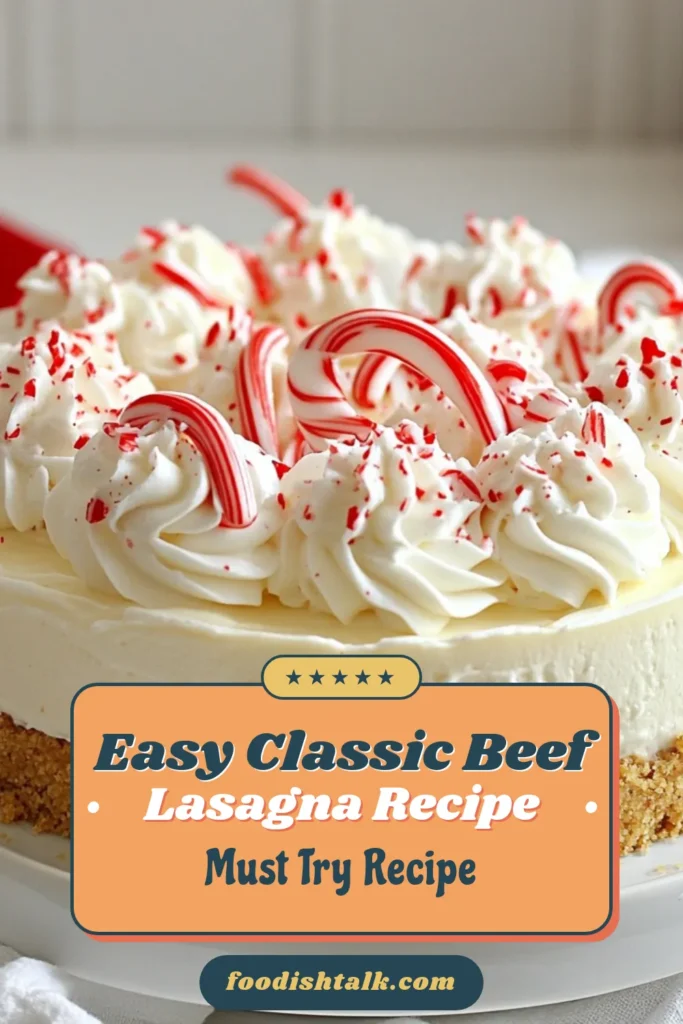 Discover the ultimate No-Bake Peppermint Cheesecake, an easy cheesecake recipe perfect for your holiday gatherings! This festive no-bake dessert combines creamy layers with a sweet peppermint twist, making it a delightful addition to your holiday dessert recipes. Impress your guests with this delicious peppermint dessert idea that requires no baking. Click to save this easy recipe and bring holiday cheer to your table! #NoBakeCheesecake #HolidayDessert #FestiveDesserts #PeppermintTreats