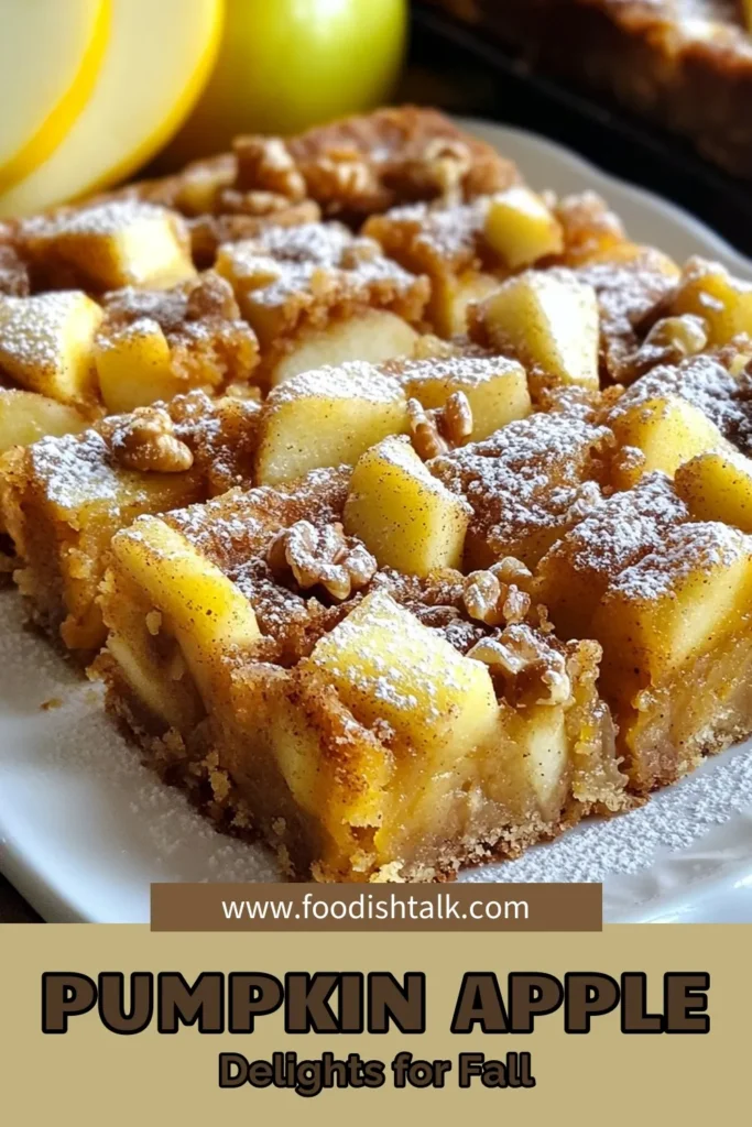 Indulge in these delicious Pumpkin Apple Cinnamon Squares, the perfect fall dessert recipe! With rich flavors of pumpkin puree, diced apples, and a hint of cinnamon, this cinnamon apple dessert is sure to please. Easy to make and perfect for any occasion, you're going to love these pumpkin apple squares. Try this delightful recipe today and share your creations! #FallDessertRecipes #PumpkinPureeRecipes #AppleCinnamonDesserts #PumpkinAppleSquares